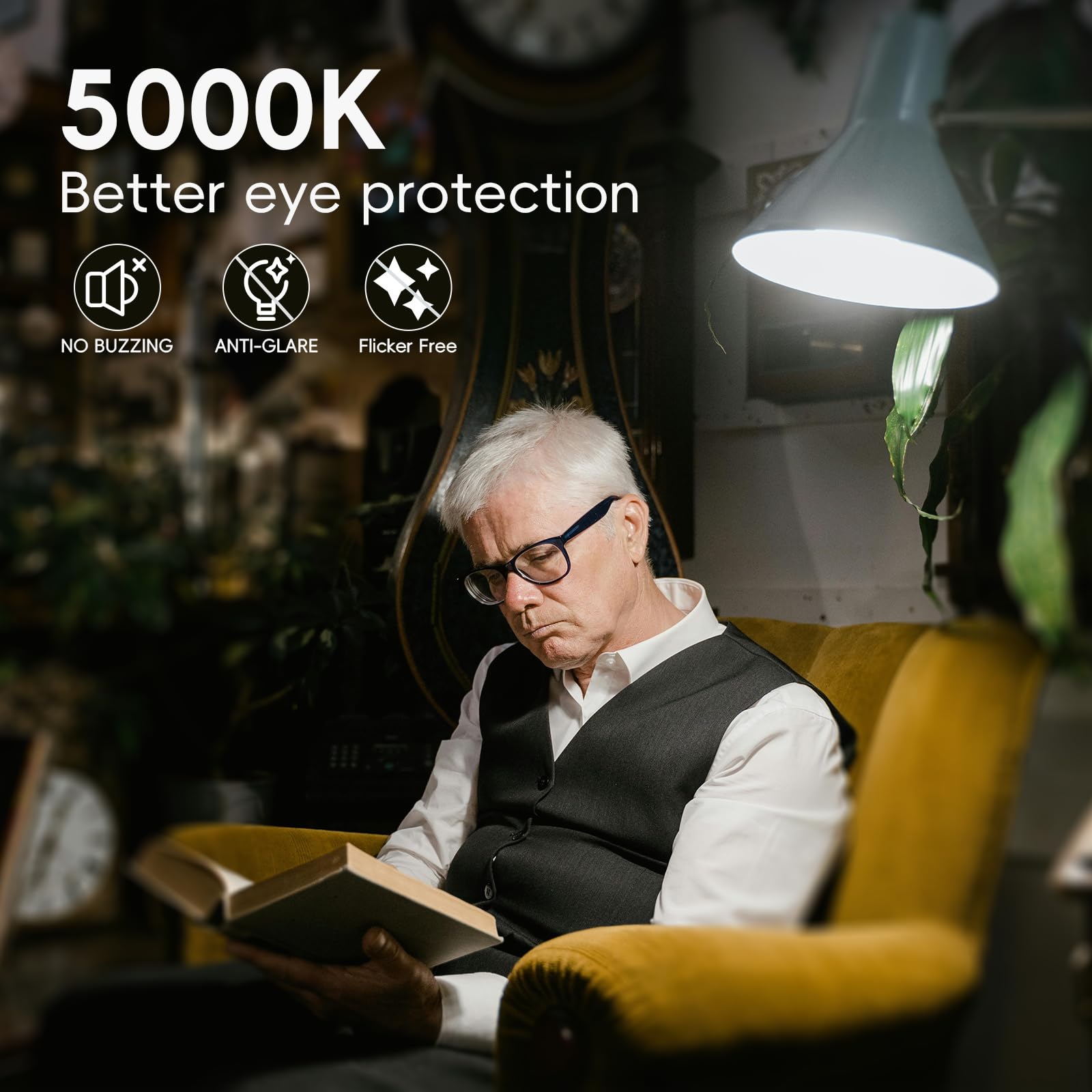 Jensense Edison Led Light Bulbs 8Watt Dimmable Light Bulbs 5000K Daylight White, E26 Led Bulb 60Watt Equivalent, Led Vintage Bulbs 800Lm Cri 90 Clear Glass 6 Packs