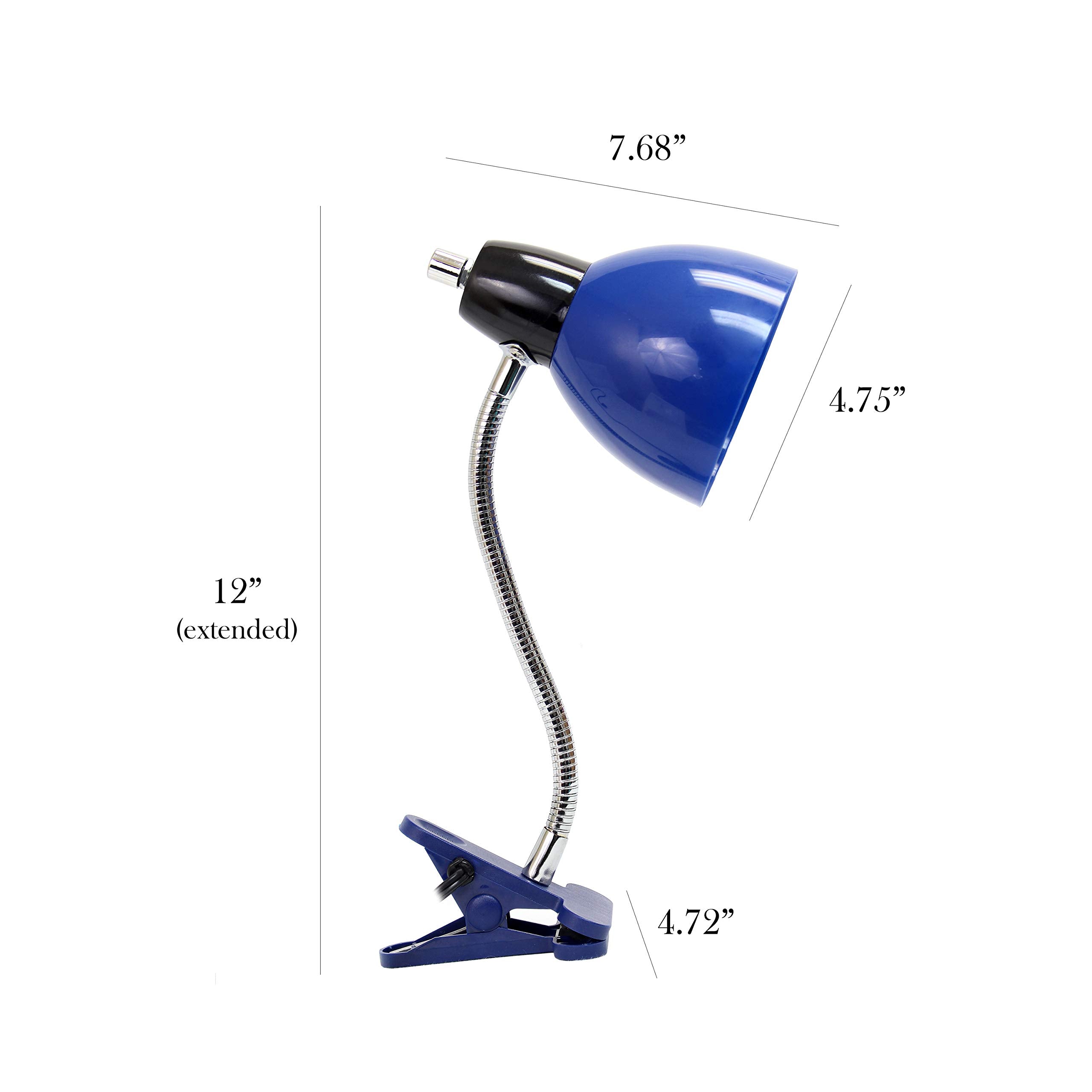Simple Designs Adjustable Desk Clip Lamp, Blue, Model Ld2014-Blu, Ideal For Desks And Nightstands