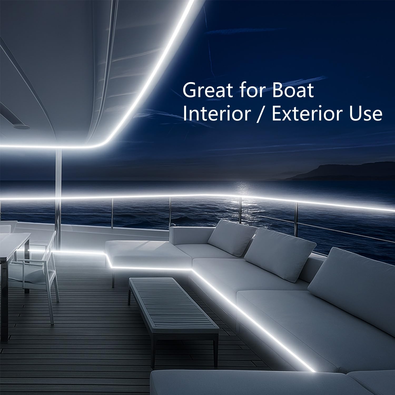 Vbakor LED Strip Lights for Boats, 12V 32.8FT White Waterproof Interior Lighting, Model VH284605