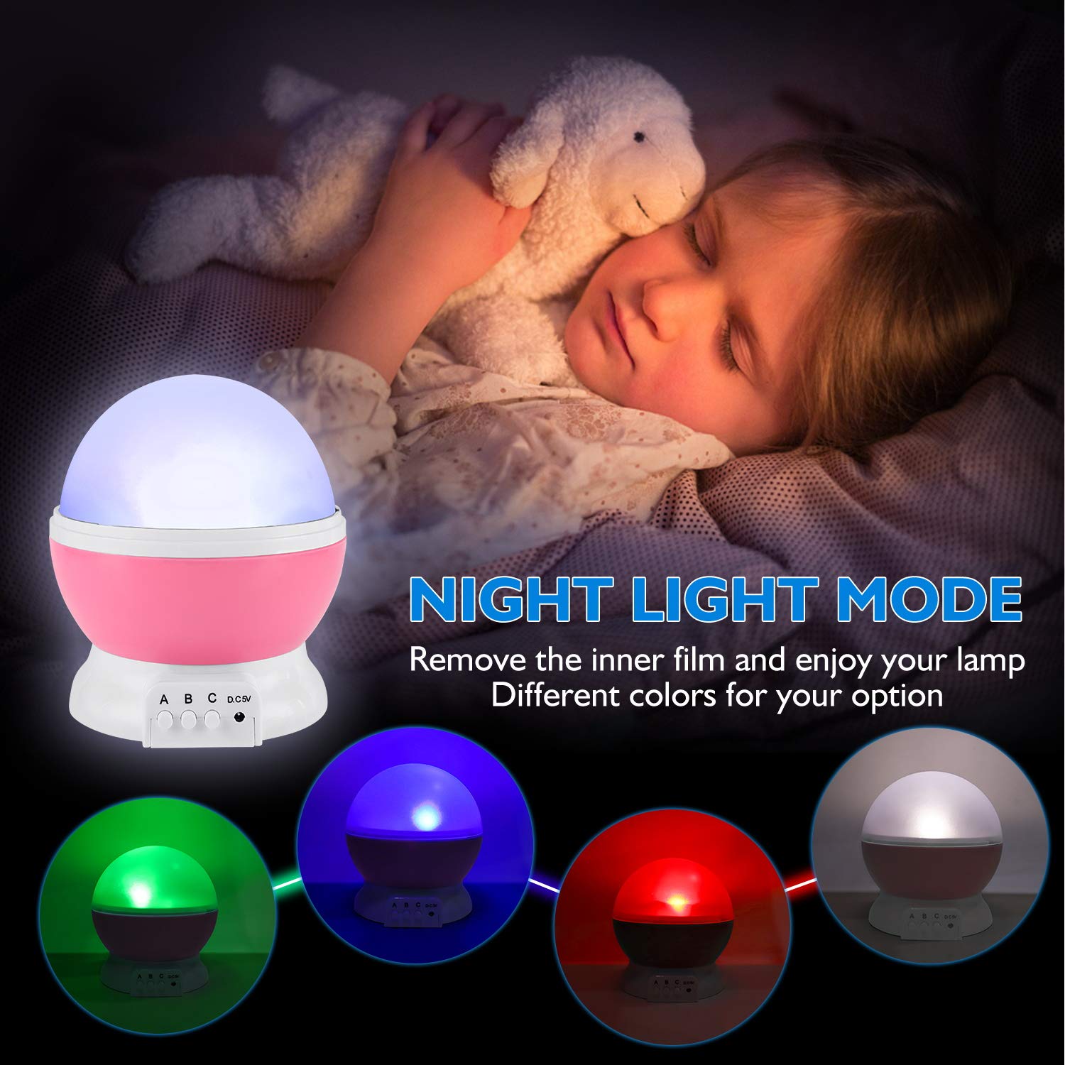 Rictly Night Light For Kids, Kids Night Light, Star Night Light, Nebula Star Projector 360 Degree Rotation - 4 Led Bulbs 12 Light Color Changing With Usb Cable, Romantic Gifts For Men Women Children