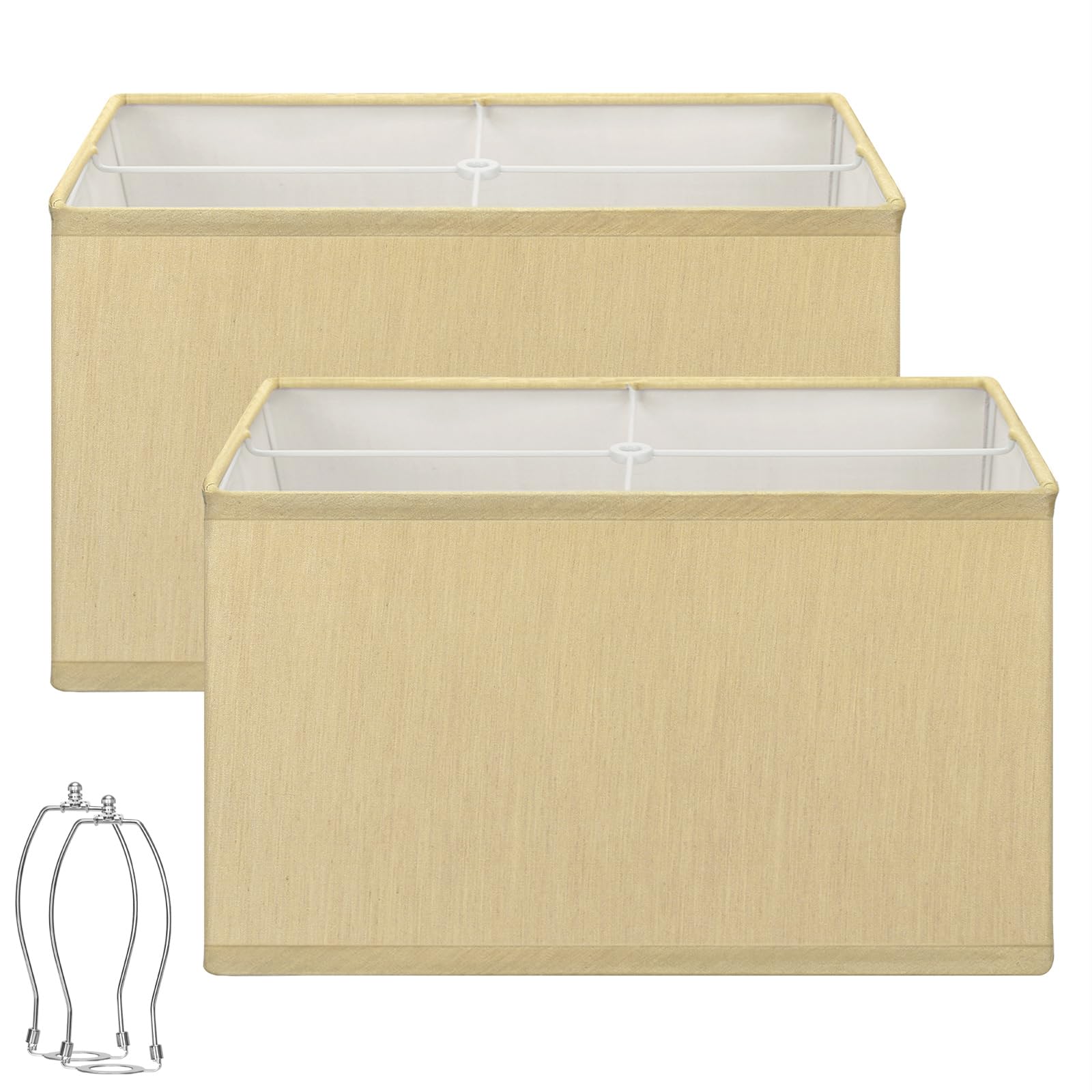 Rectangle Lamp Shades Set of 2, 16L x 8W x 10H, Large Gold Lamp Shades for Table Lamps Bedside Lamps, Modern Replacement Lampsha