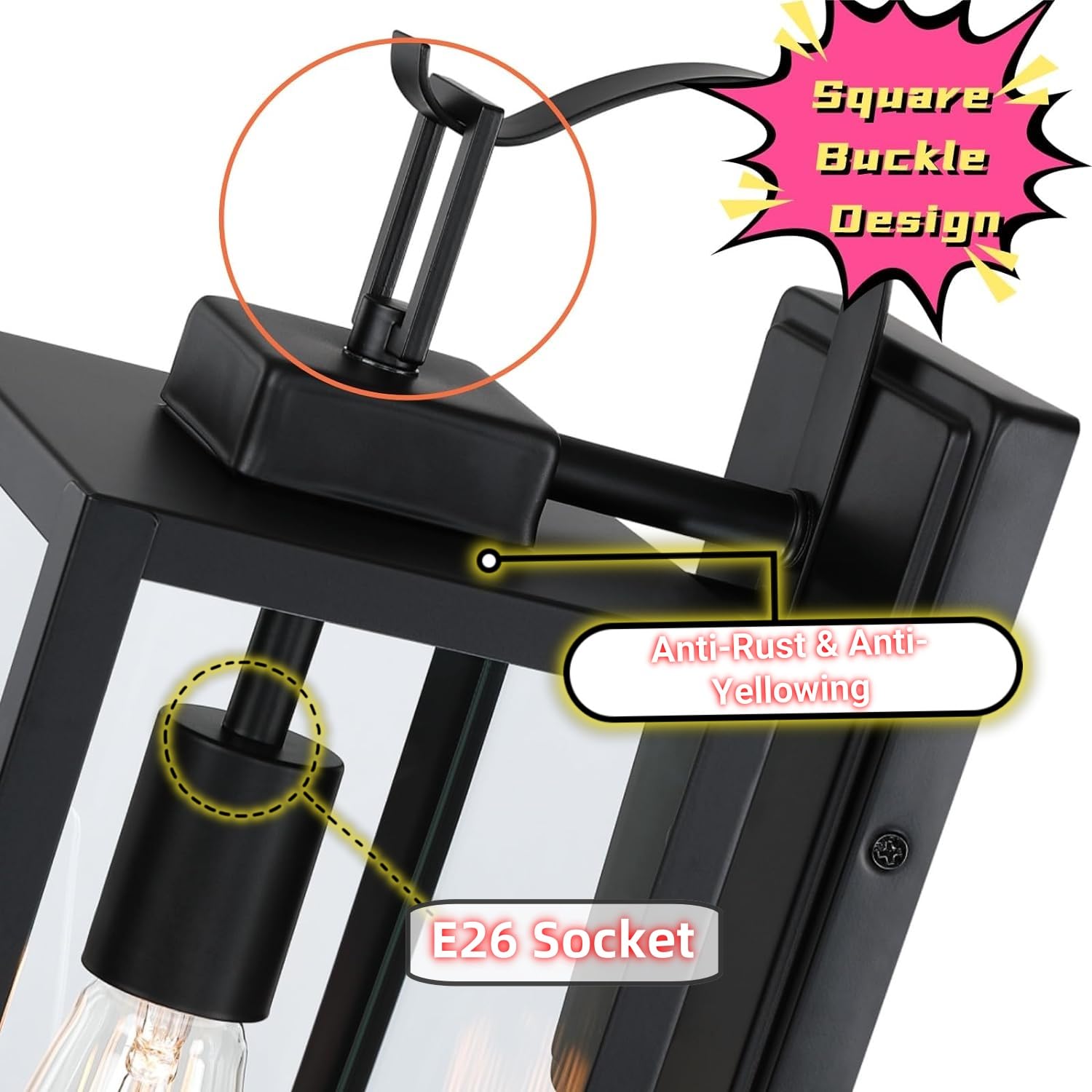 Wisbeam 17.75In Large Size Dusk To Dawn Wall Sconce For House, Black Outdoor Wall Lantern, Modern Porch Lights Outdoor, Metal Co