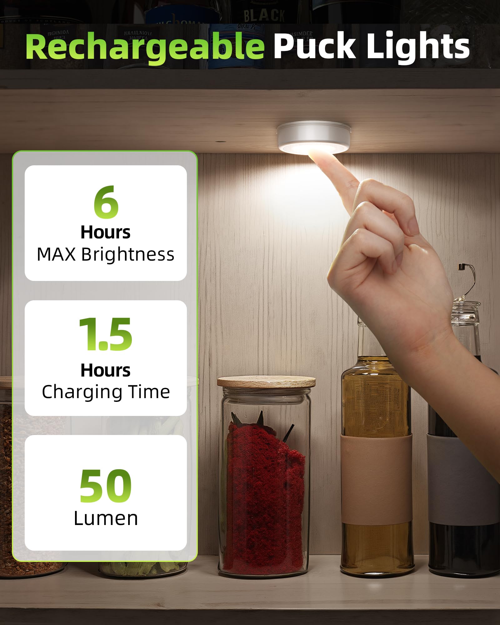 Ezvalo Led Puck Lights  6 Pack Rechargeable 3 Color & 16 Rgb Battery Touch Light  2.5   Mini Tap Lights  Wireless Closet Light  Under Cabinet Lighting  Sitck On Lights For Kitchen Pantry Shelves