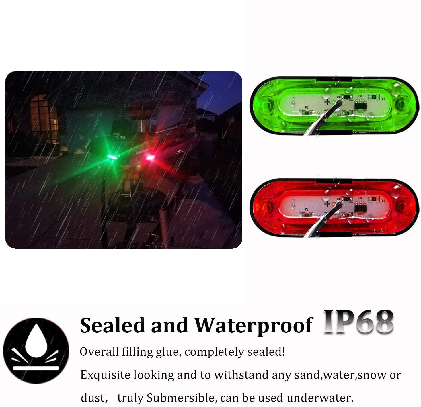 Pseqt Led Boat Navigation Lights Bow Stern Red Green Marine Strip Light Waterproof For Yacht Kayak Fishing Pontoon Sailboat Bass Boat Vessel Dc 12V-24V