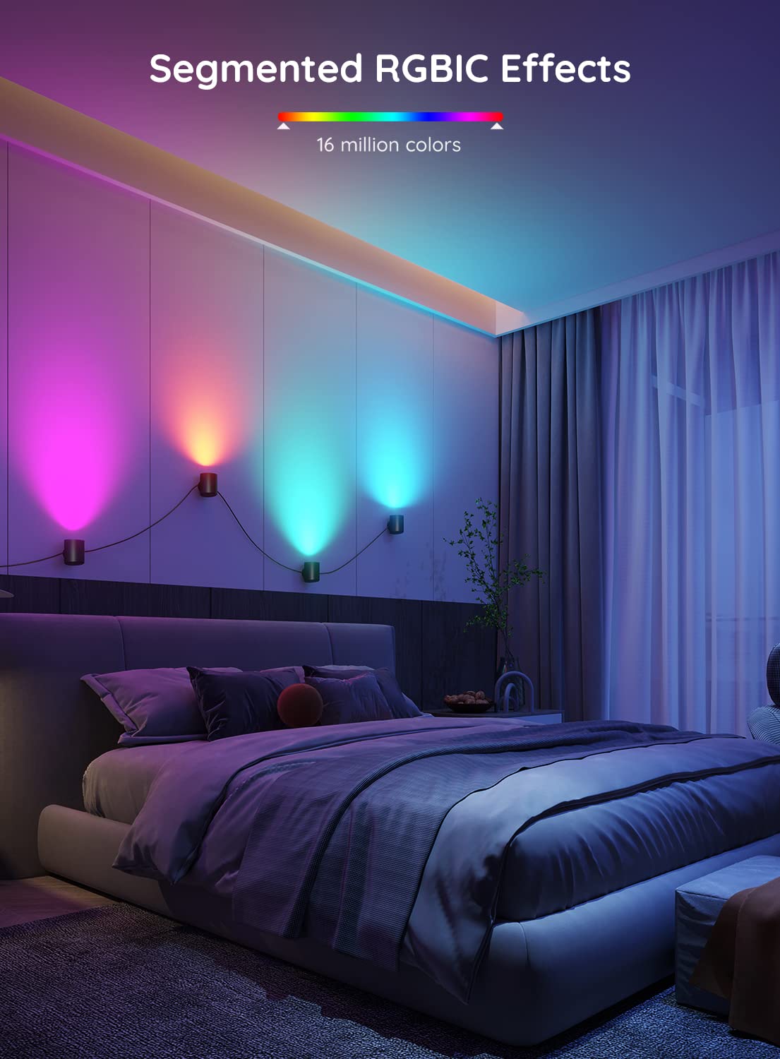 Govee RGBICWW Smart Wall Sconces, Music Sync Home Decor WiFi Wall Lights Work with Alexa, Multicolor Wall Led Light for Party an