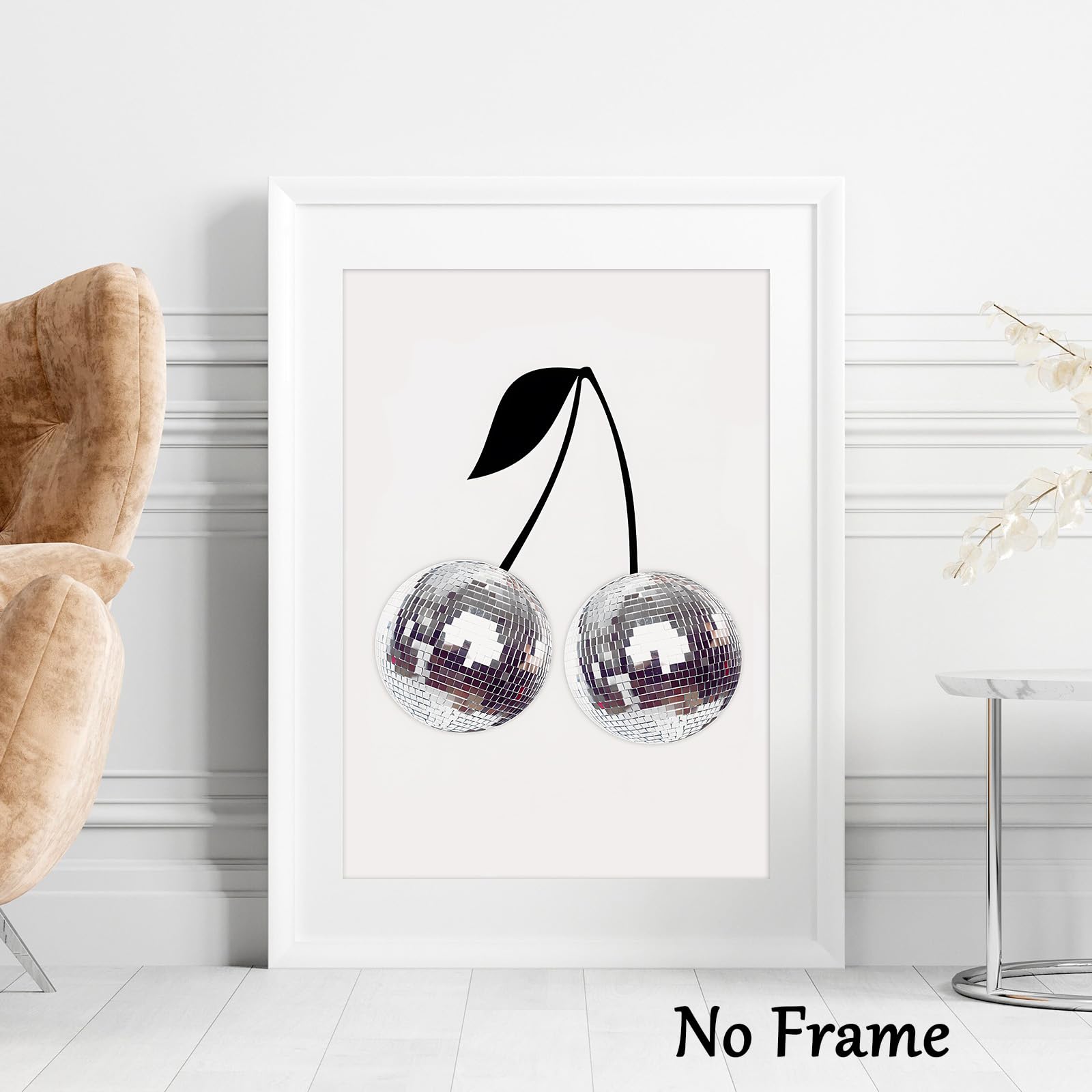 Disco Ball Painting Canvas Trendy Funky Posters Cherry Art Print Disco Party Wall Poster Disco Ball Artwork Bar Cart Decor Canva