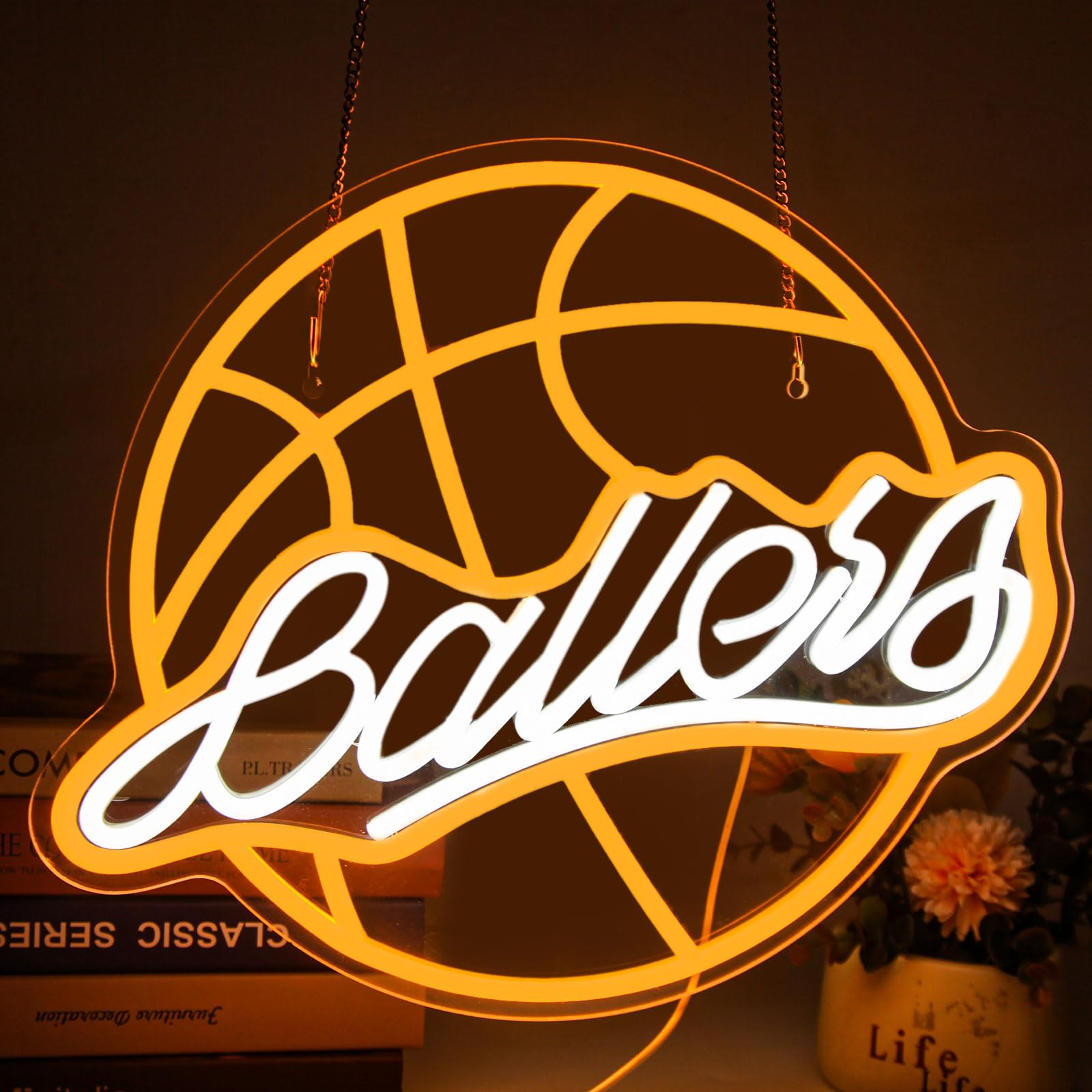 Basketball Neon Sign Illuminate Your Man Cave with USB Powered Sport Light, Perfect Wall Decor for Bedroom, Bar, Club, and Teens