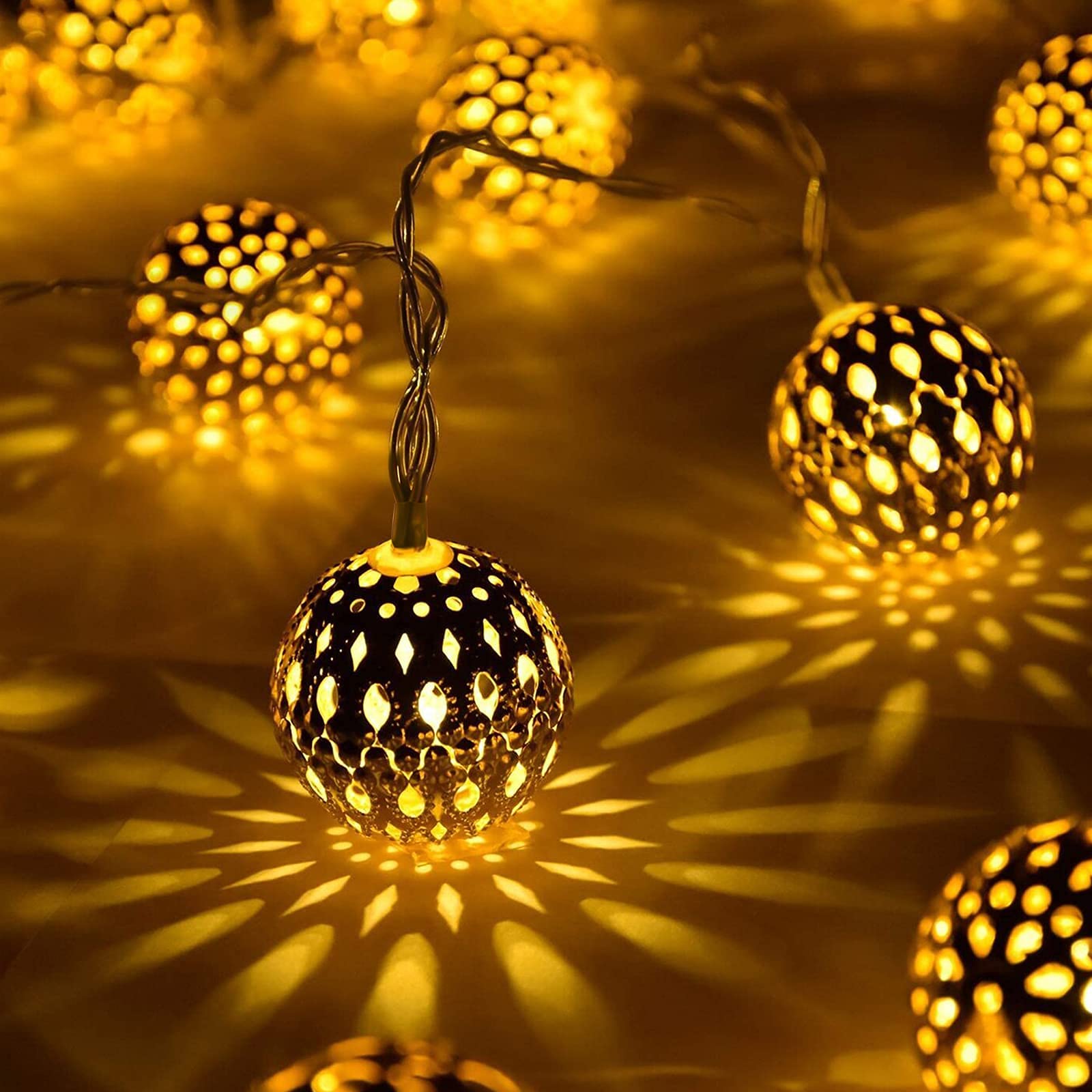 Brightown Solar String Lights, 35.6 Ft, 60 LED, Waterproof, 8 Lighting Modes, Warm White, Model JS-BLEDX-R