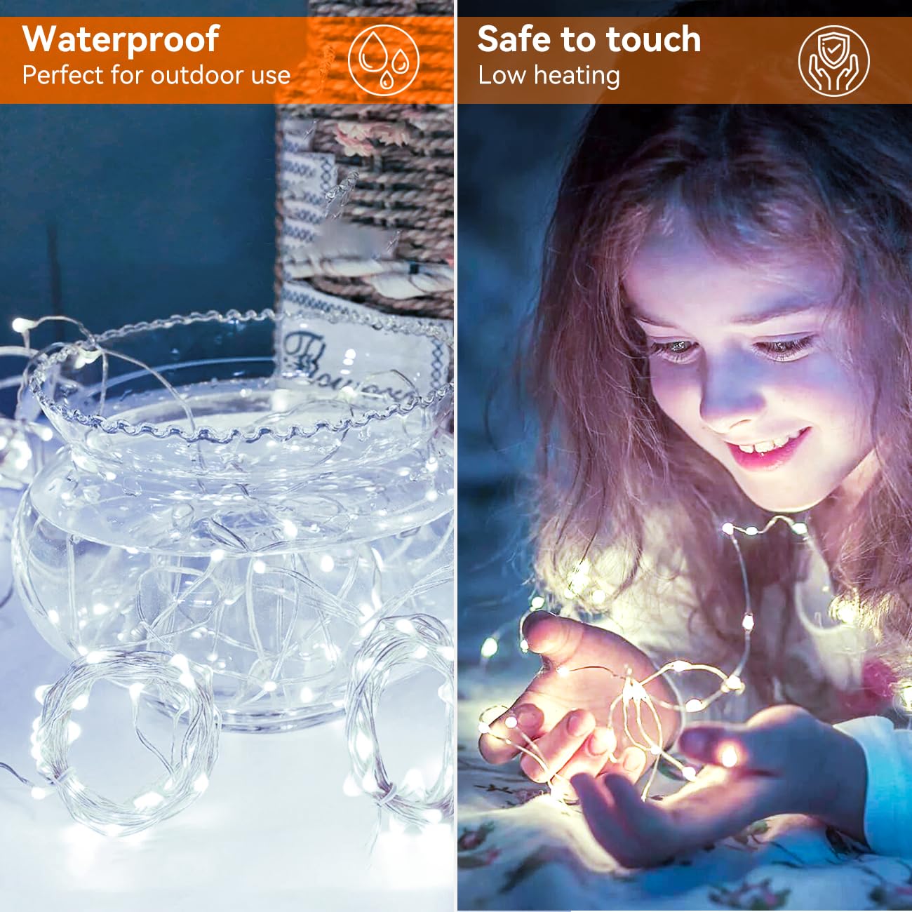 litogo 24 Pack Battery Operated Fairy Lights, 7ft 20 LED Waterproof Silver Wire, Cool White, Model BL17C