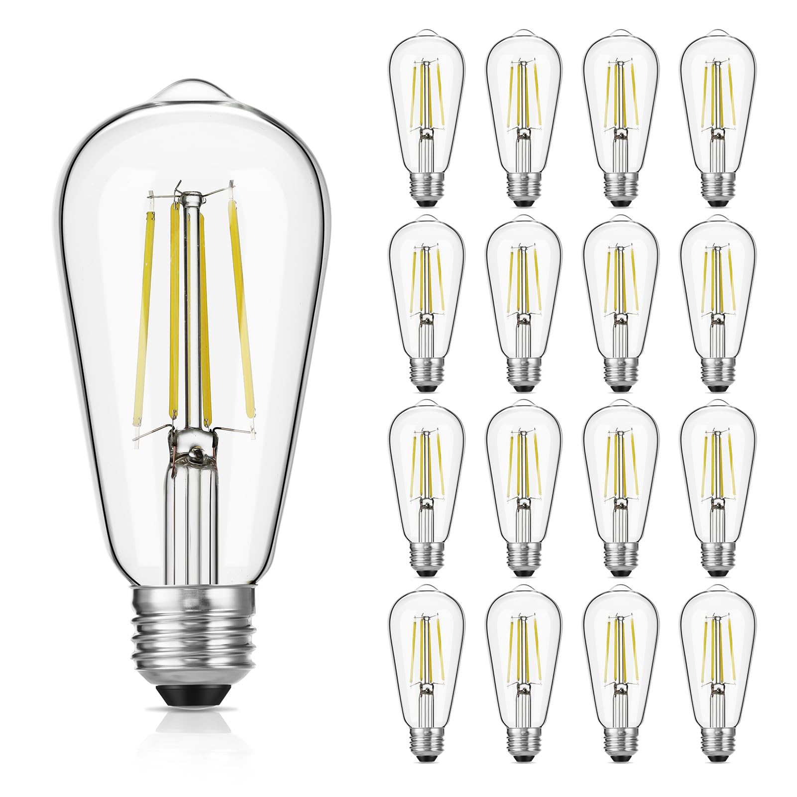 Gozelux Vintage Led Edison Bulb Dimmable 60W Equivalent 750 Lumens, 6W Edison Light Bulbs Daylight White 5000K, Antique St58 Led