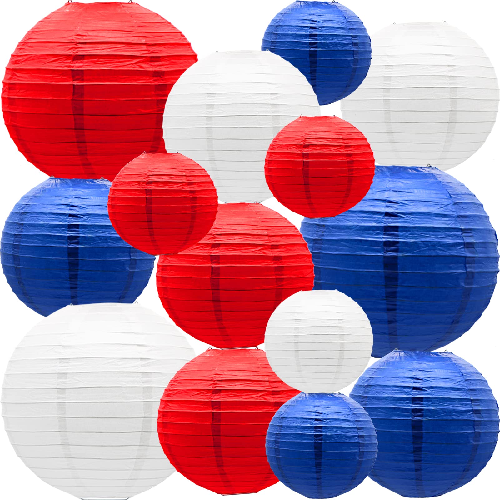 Paper Lanterns Party Decorations Red And Blue Independence Day - Hanging Paper Lanterns Indoor Outdoor - 4Th Of July Day Patriot