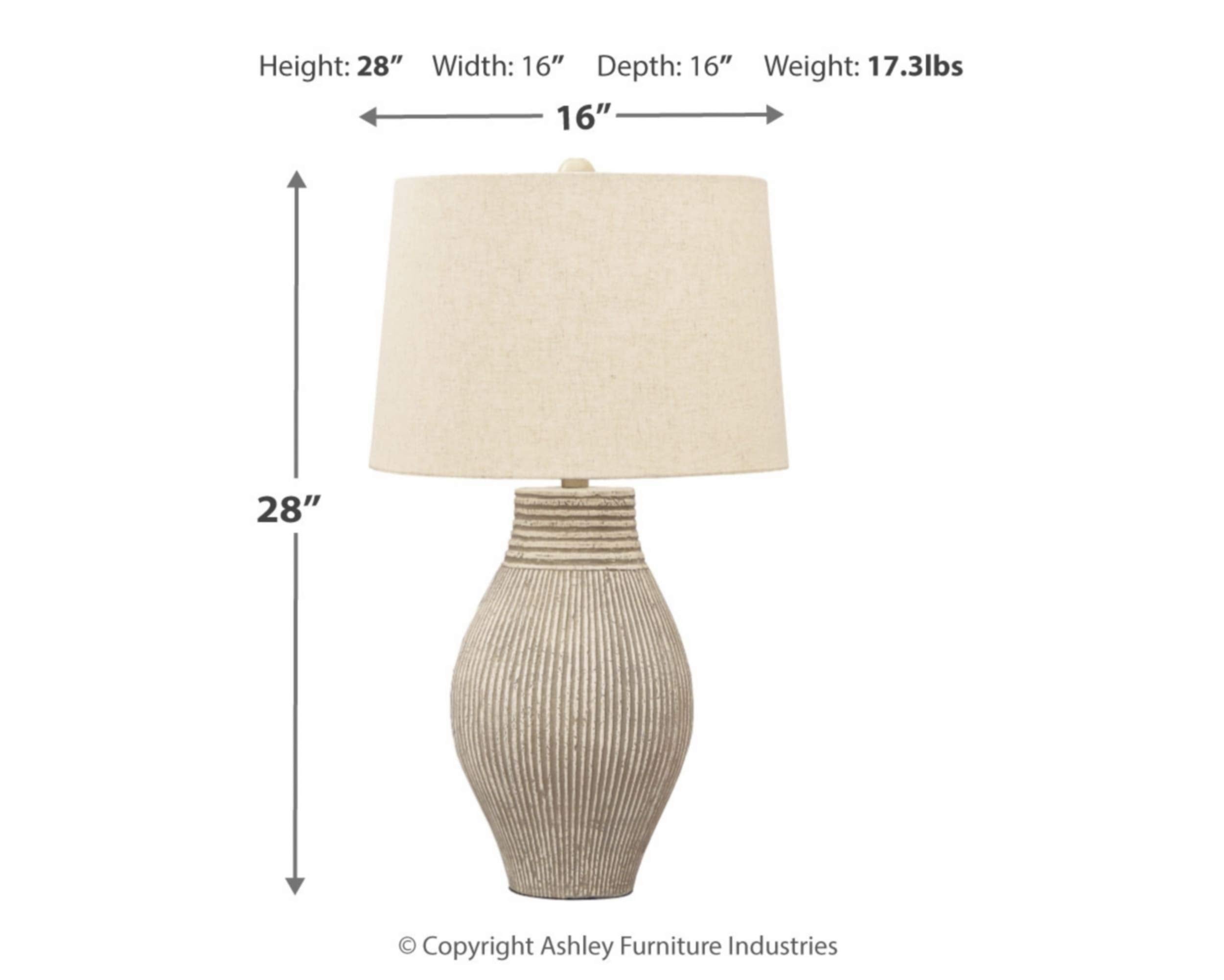 Signature Design by Ashley Layal 29" Textured Beige Table Lamp, 16"W x 16"D, Model L235634