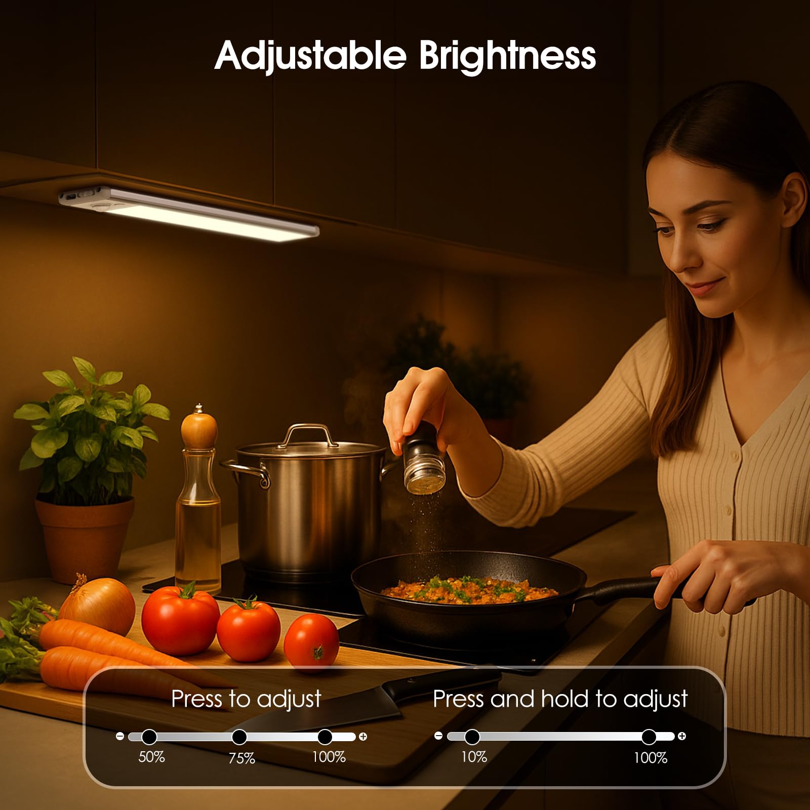 Chasesun LED Under Cabinet Lights, 9.6in Motion Sensor, USB-C Rechargeable, 3 Color Temperatures, 5 Pack, White, Model CB-X-24