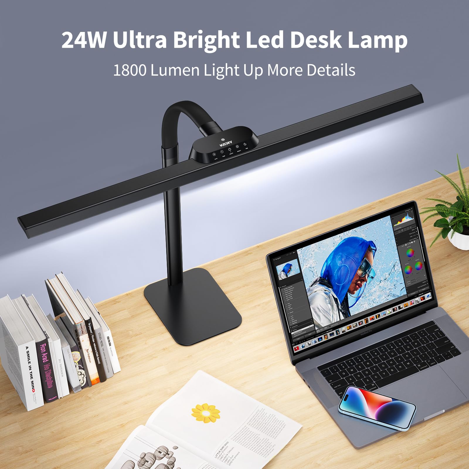 Kary Led Desk Lamp, 24W Architect Desk Lamps With Base 31.5'' Wide Home Office Lights 1800Lm Extra Bright Table Lighting With Ad