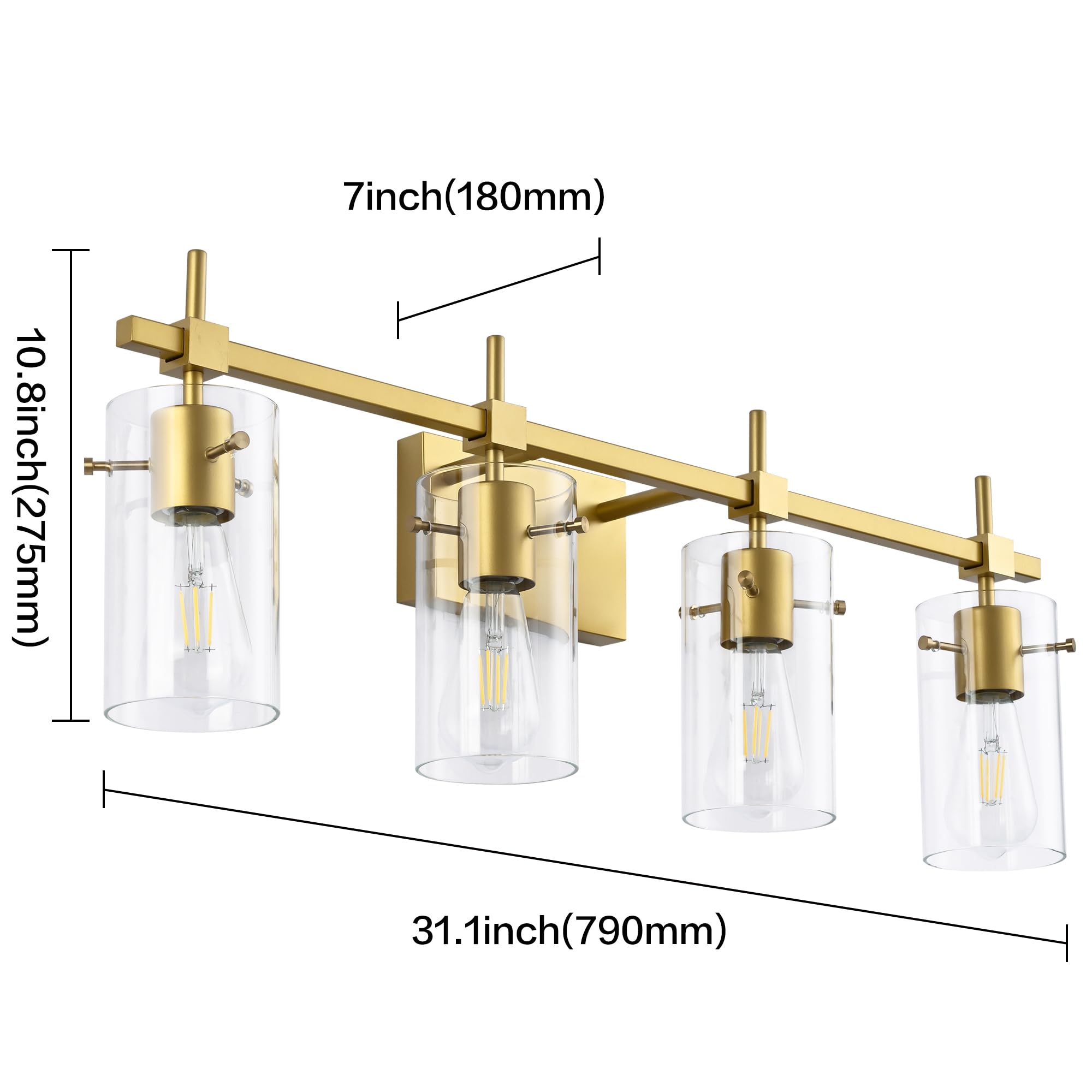 Solfart Gold Bathroom Light Fixtures Vanity Lights For Mirror 5 Lights Bathroom Vanity Light Wall Sconce