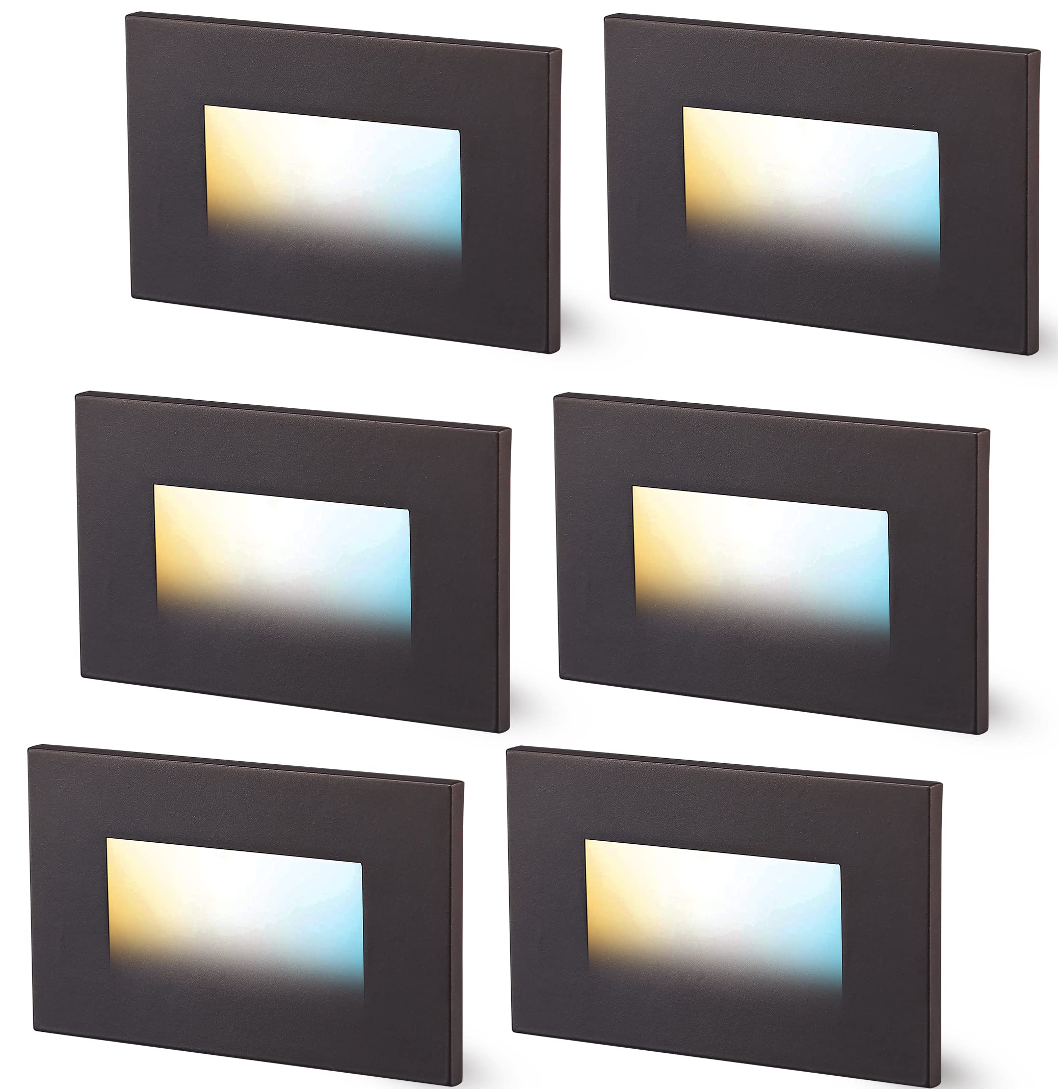 Cloudy Bay Dimmable Upgraded 3 Color 120V Led Indoor Outdoor Step Lights,3000K/4000K/5000K 3W 55Lm,Stair Light,Oil Rubbed Bronze