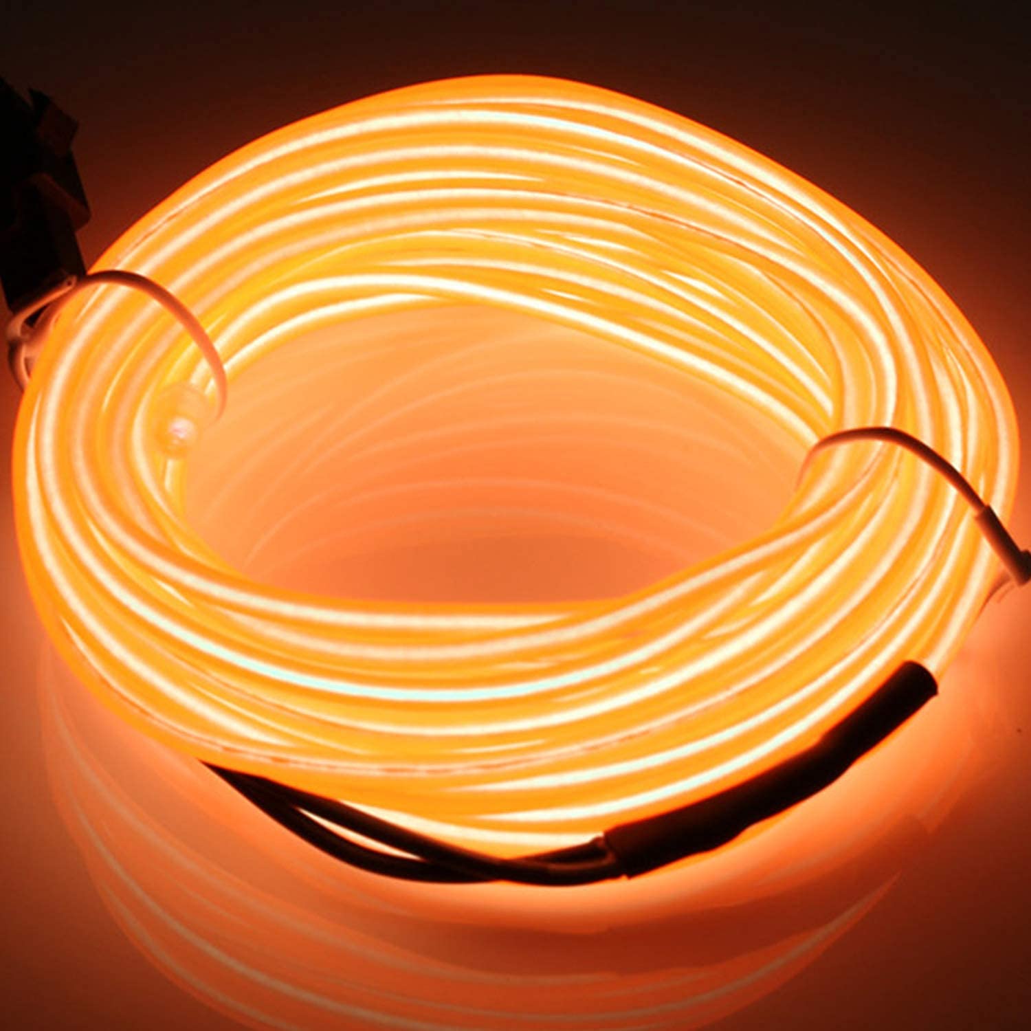JIGUOOR USB Rechargeable EL Wire Neon Light Strip 32.8ft/10M, Orange, Plastic, 360° Illumination for DIY and Party Decoration