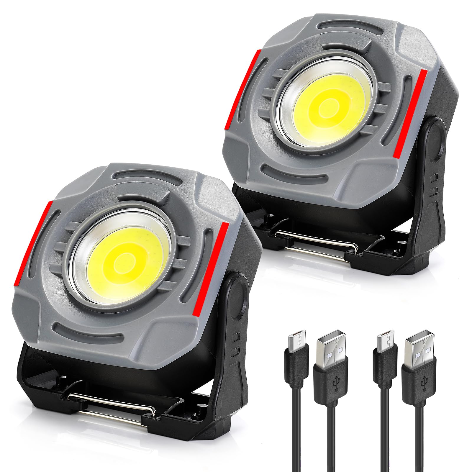 SUNPRO Magnetic Work Light Rechargeable, Portable FloodLight with Hook, Stepless Dimmable for Camping Car Repairing Emergency Jo