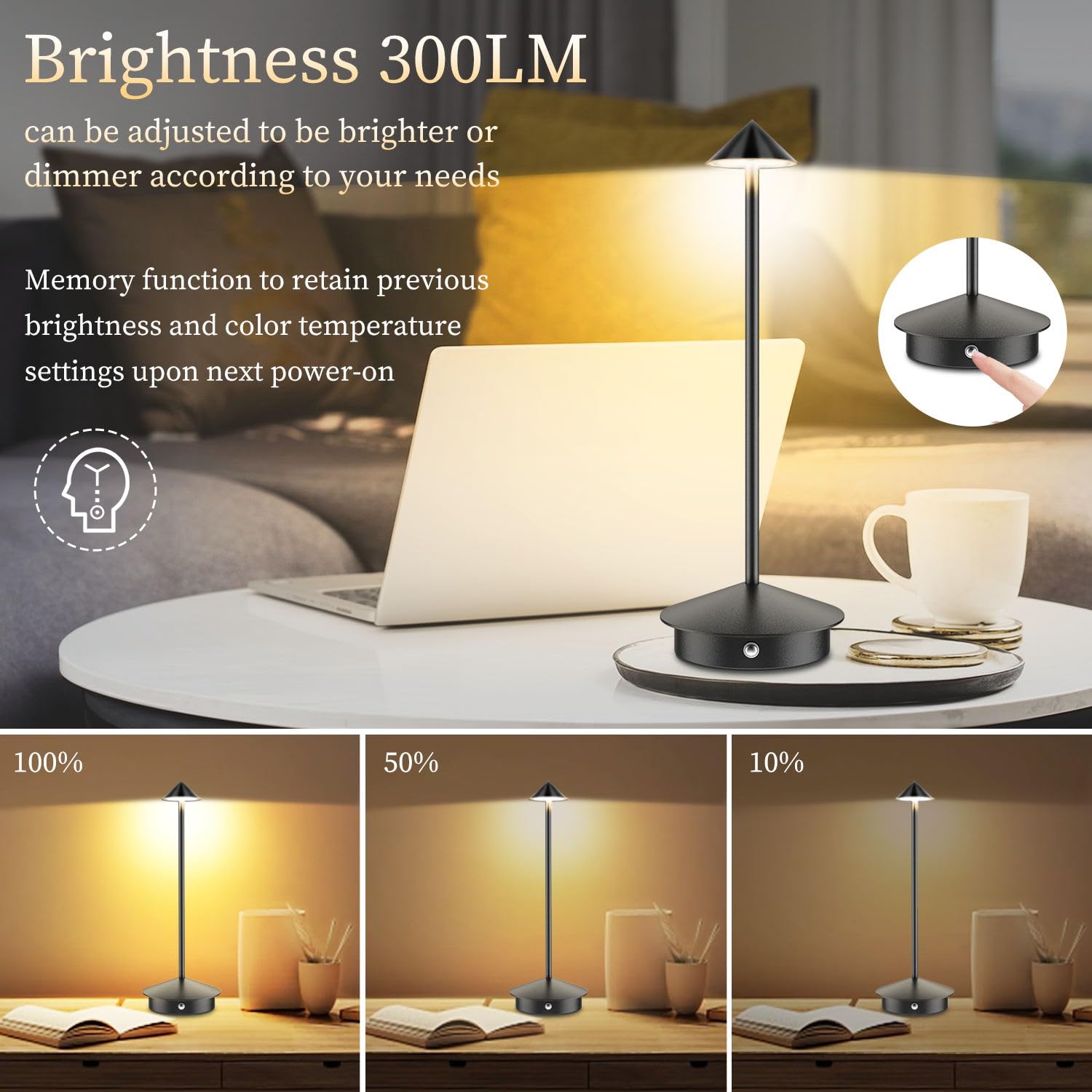 Scopow 2 Pack Rechargeable Cordless Table Lamp Small Portable (6000Mah) Outdoor And Indoor Use 3-Color Gradient Dimmable Perfect