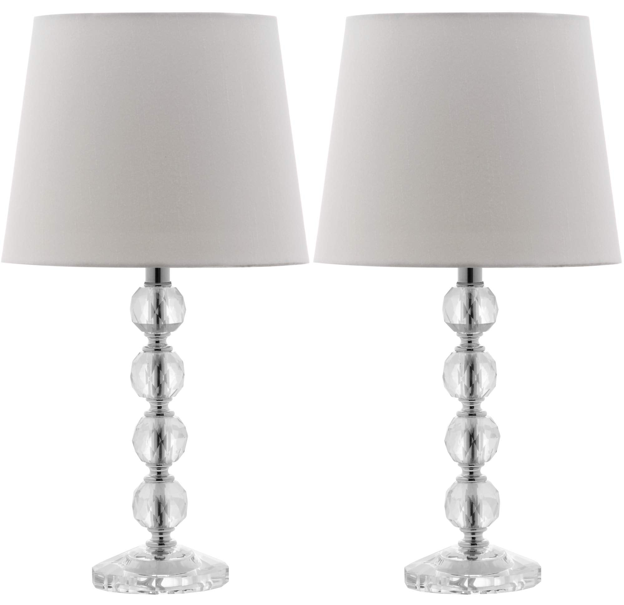 Safavieh Nola Modern Glam Table Lamp Set of 2, 16-Inch, Clear/White Crystal, Model LIT4123C-SET2, LED Bulbs Included