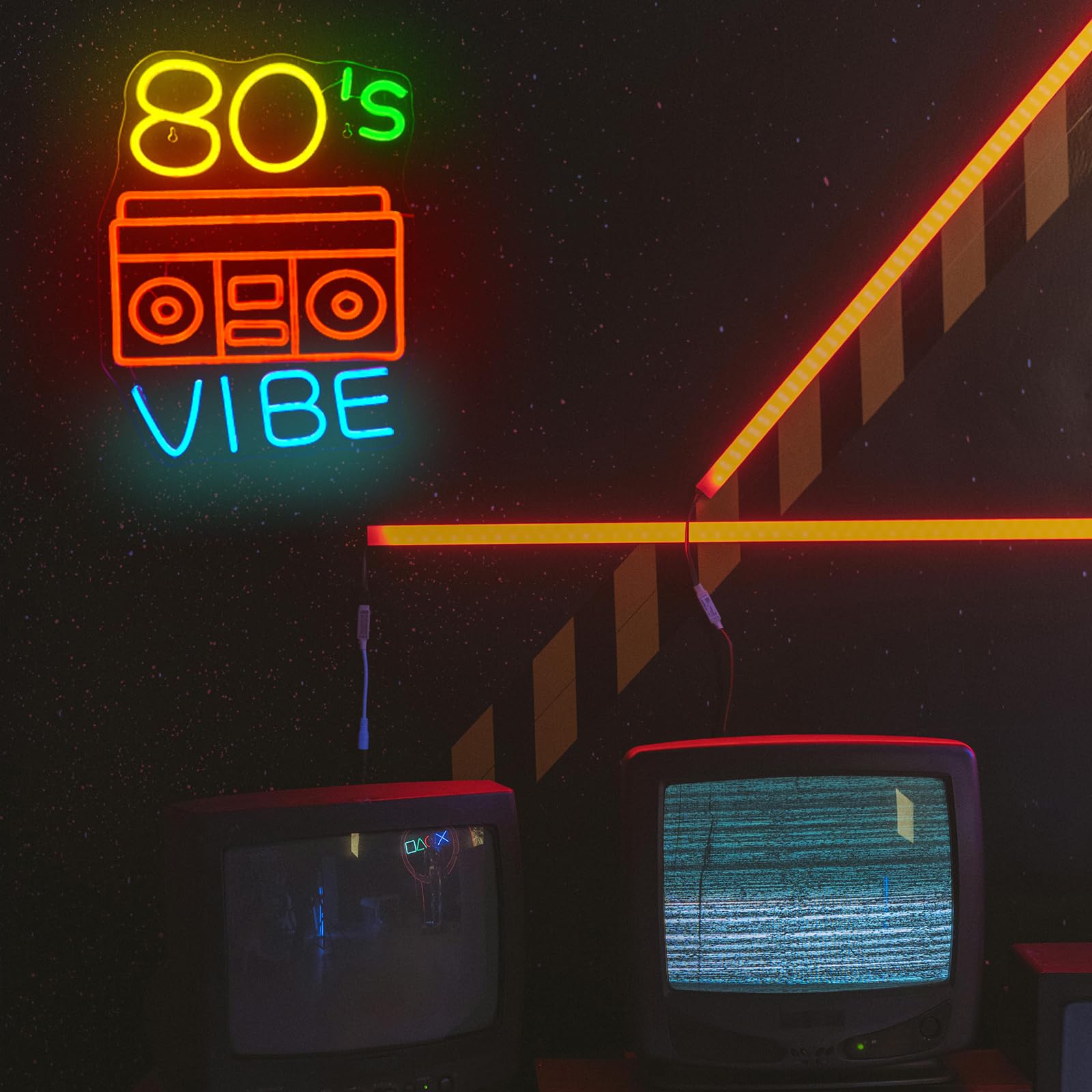80S Vibe Neon Sign  Retro Neon Signs For Wall Decor  Usb Powered Led Lights  80? Party Decor  Colorful Boombox Neon Light For Photography  Dimmable  80S Themed Room Decor