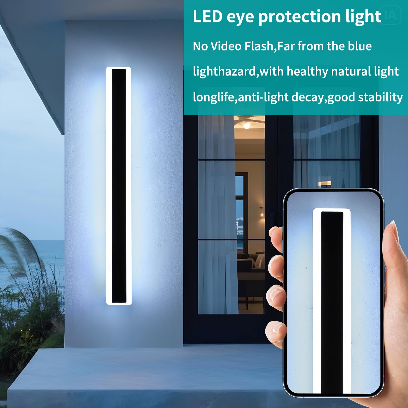 Mikeru 2Pack 57Inch Long Led Wall Light  6000K Cool White Modern Outdoor Wall Light Ip65 Waterproof Black Acrylic Porch Exterior Lighting Fixtures  Exterior Wall Mount Lights