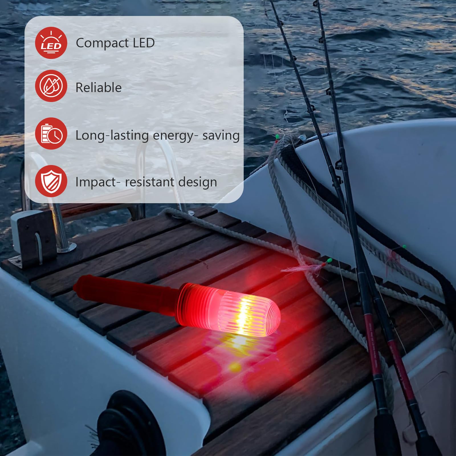 Marine Lighting Signal Flares, Boat Flares Waterproof Emergency Signals or Fishing Nets, Buoys & Boats (Red-3Pcs)