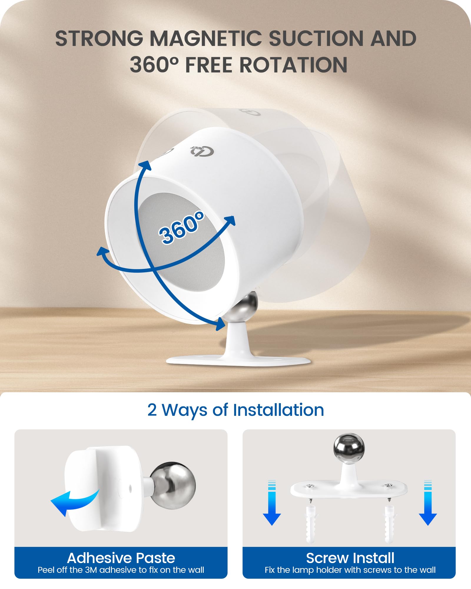 Goebleson Battery Operated Wall Sconce Set Of 2, Rechargeable Wall Sconce With Remote Control, 3 Color Temp 3 Rgb Dimmable, Cord