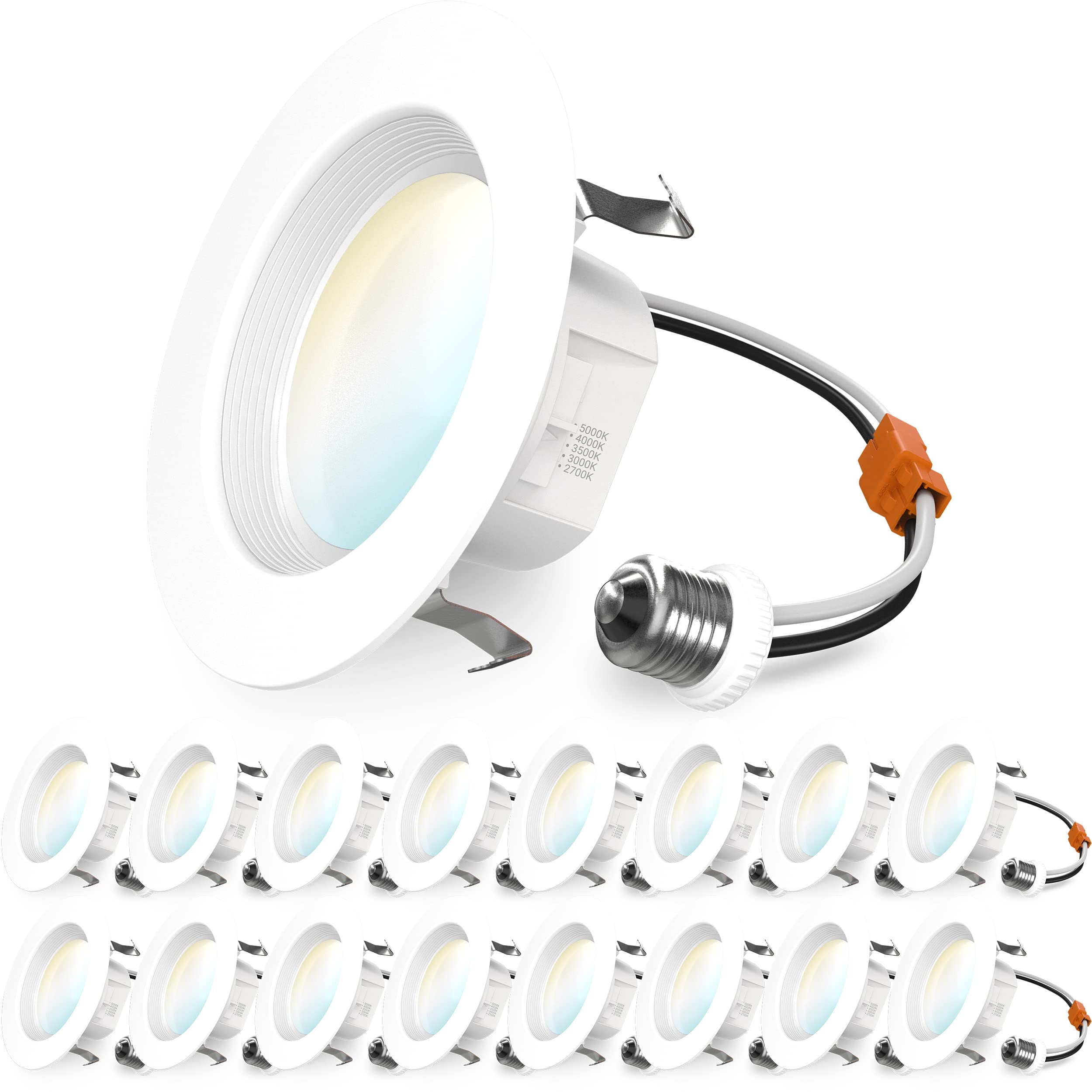 Sunco 16 Pack 5Cct Retrofit Led Recessed Lighting 4 Inch, 2700K/3000K/3500K/4000K/5000K Selectable, Dimmable Can Lights, Baffle Trim, 11W=60W, 660 Lm, Damp Rated