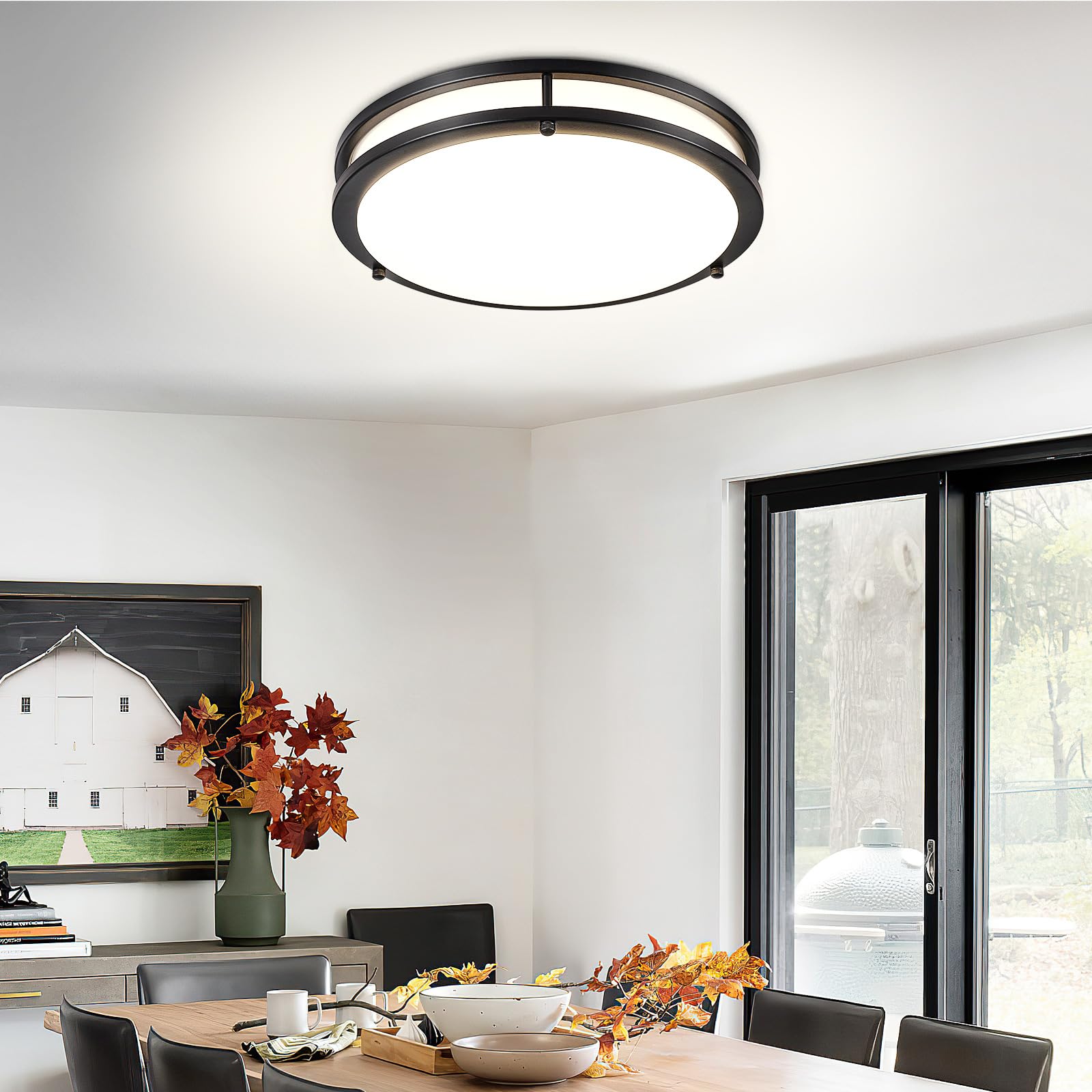 Dllt 2Pack Flush Mount Led Ceiling Light: 13 Inch 5Cct (3000K-6000K) & Dimmable Ceiling Light Fixtures For Bedroom Hallway - 24W Modern Black Super Bright Kitchen Lighting Fixtures Ceiling