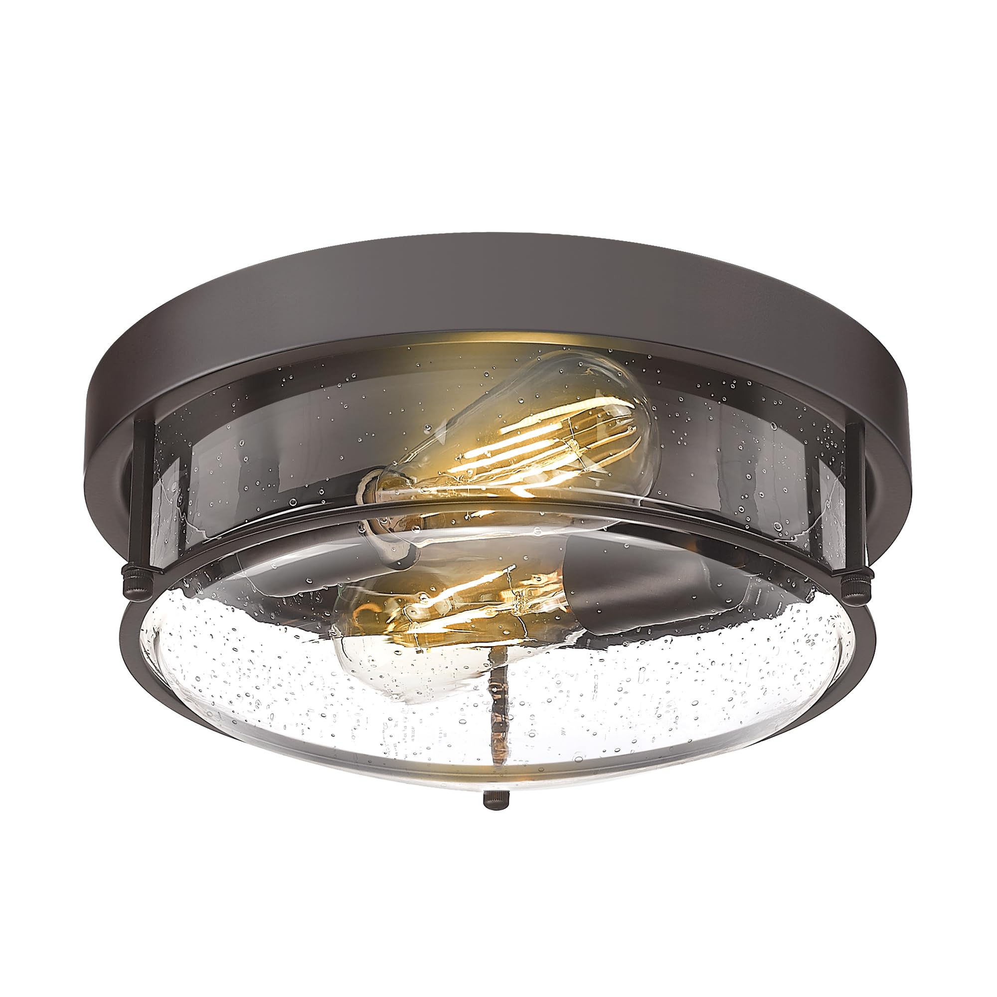 Cargifak 12-Inch Flush Mount Ceiling Light  Modern Farmhouse Style With Bubble Glass Shade  Oil Rubbed Bronze Finish  Ideal For Living Room  Bedroom  Or Dining Room - Model Ckcl4822-2W-Sgorb