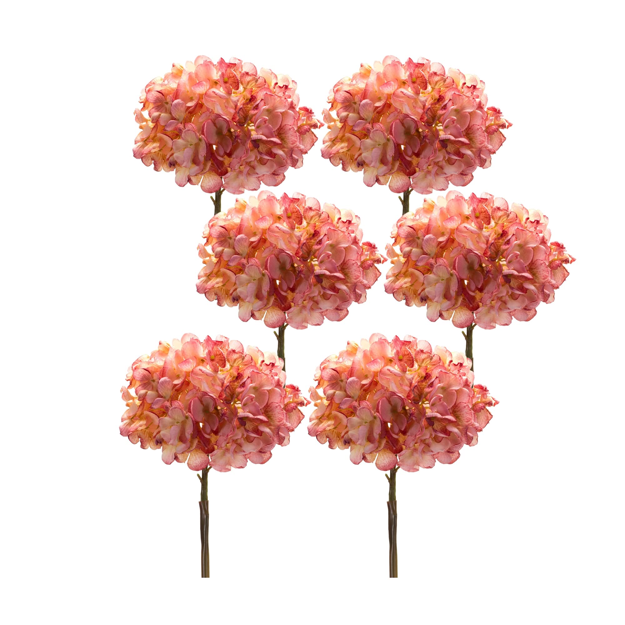 Melrose Set of 6 Polyester Hydrangea Stem with Pink Finish 85807DS