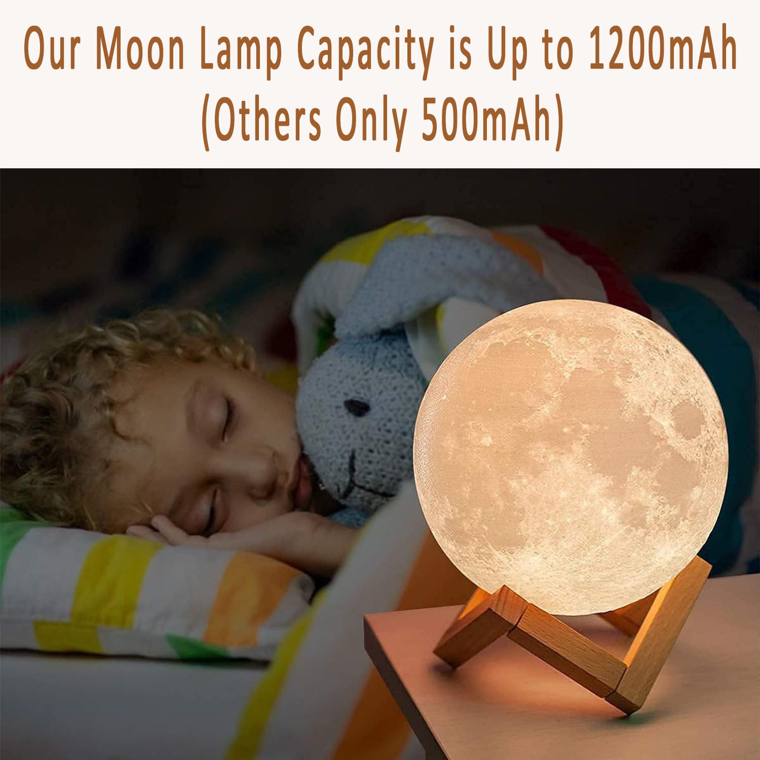 PRUGNA Moon Lamp, 1200mAh Ultra-Long Endurance Night Light, 7.1 16 Colors LED Moon Light, Remote&Touch Control Room Decor Lamps