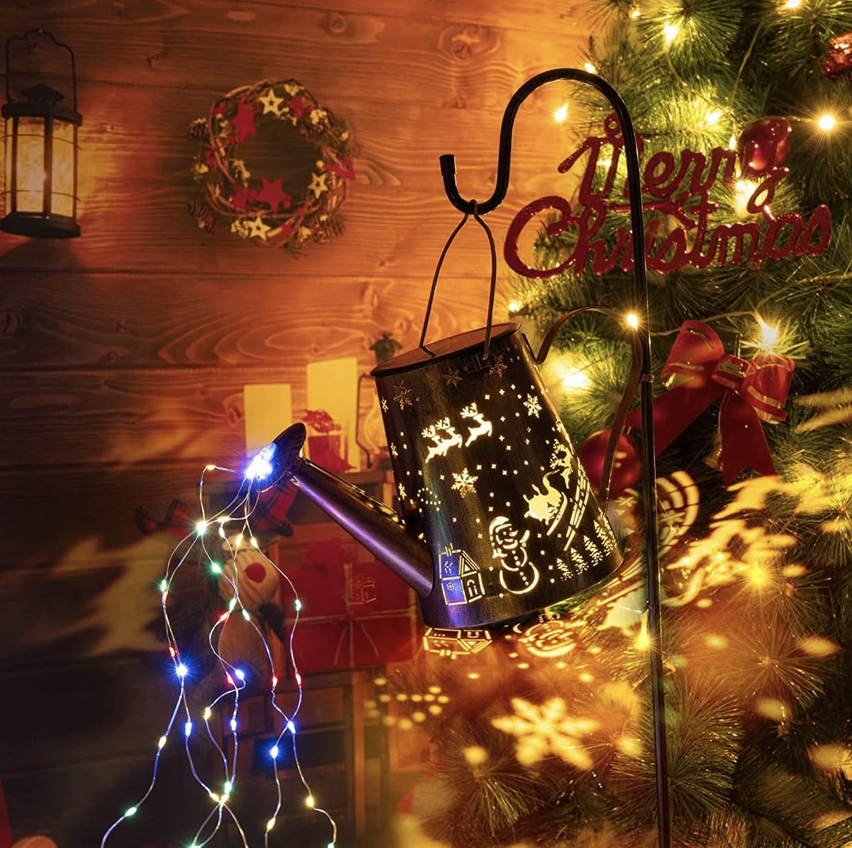 Solar Lights Outdoor Garden Decorations,Watering Can Landscape Light Large Hanging Waterfall Lantern,Outside Waterproof Patio De