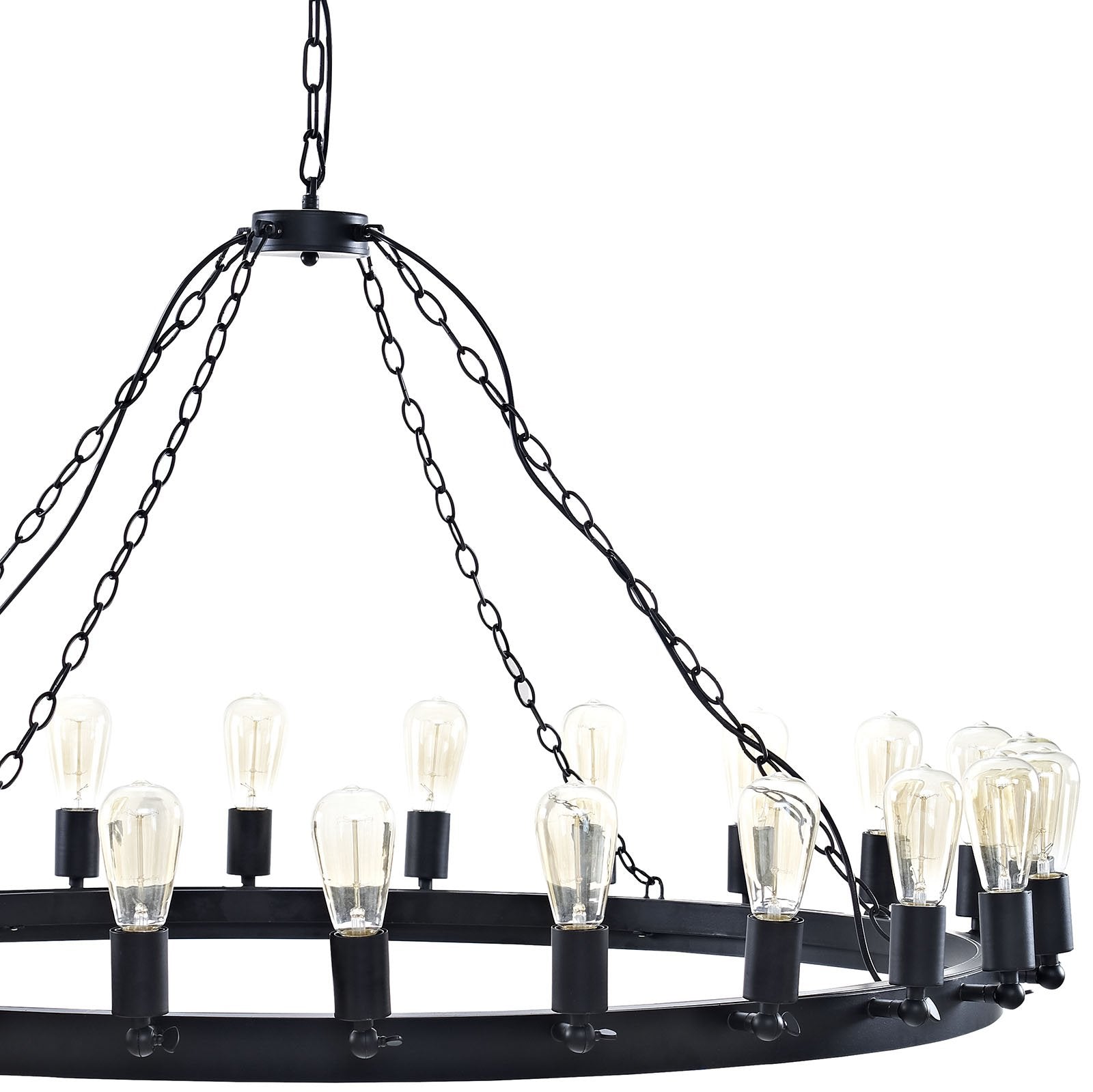 Modway Teleport 52 Modern Farmhouse Rope and Steel Metal Round Ceiling Light Pendant Chandelier In Brown