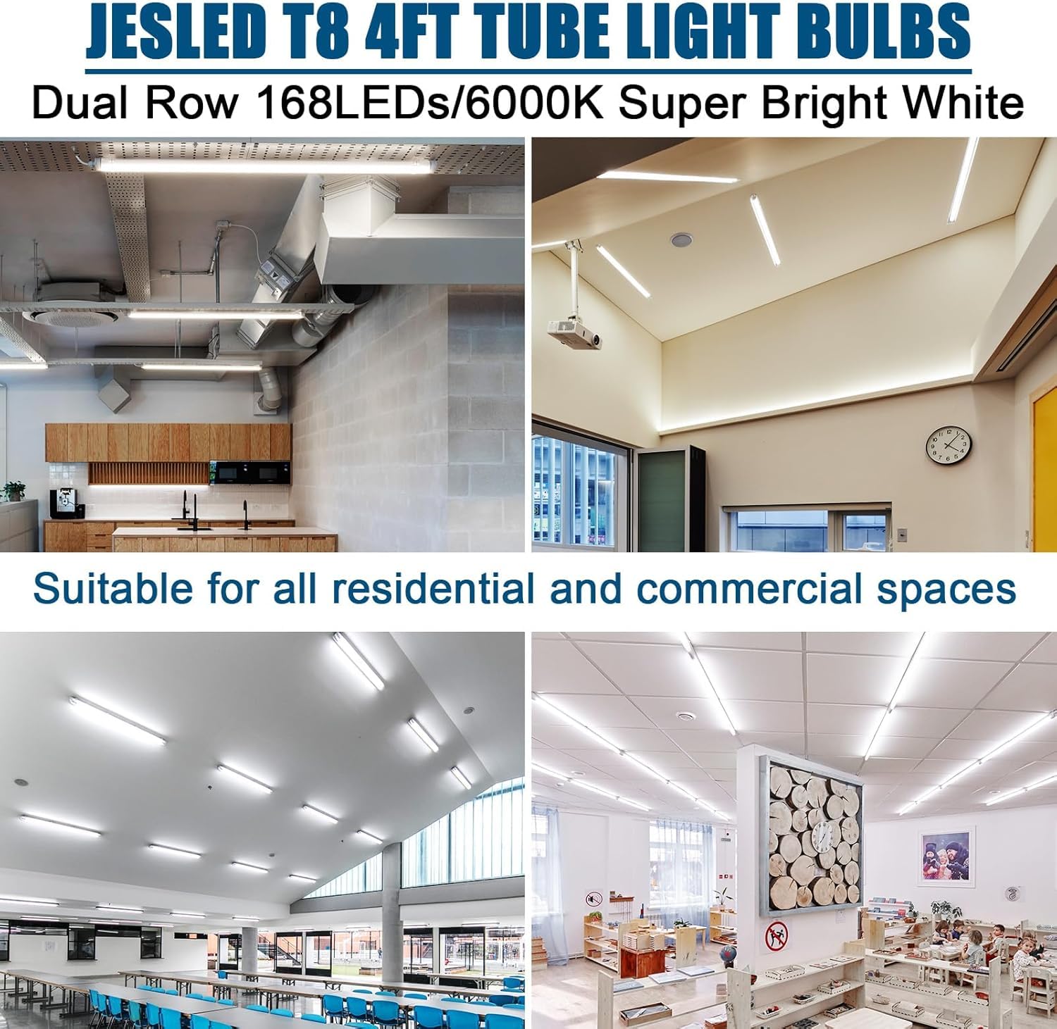 JESLED LED T8 Tube Lights 4FT, 24W, 3200LM, Frosted, 25 Pack, Model QY-T84FT-G13-A2-FC-C