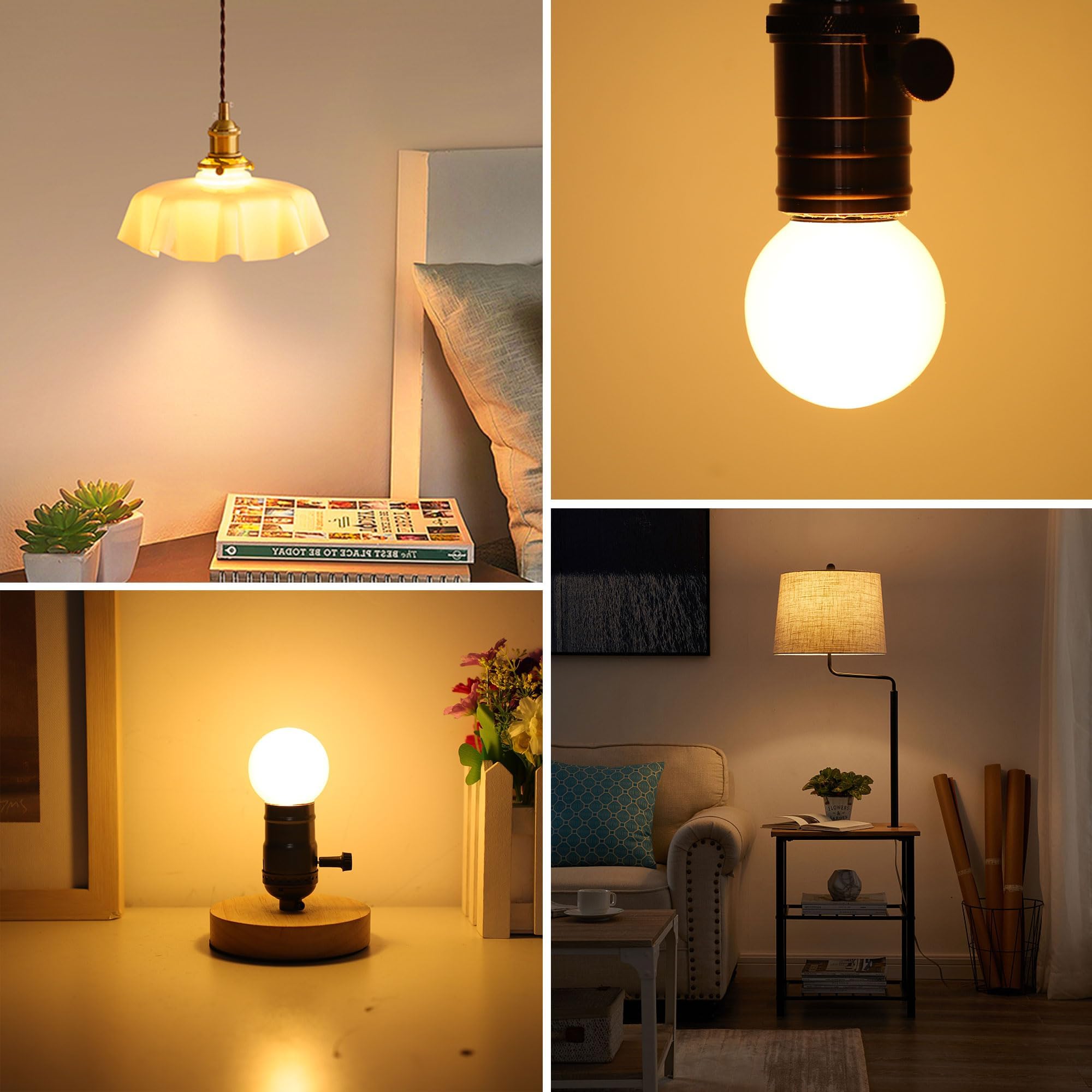 Padmo Ludaz Dimmable E26 G16.5 Led Light Bulb 40W Equal 4W Frosted Globe Light Bulbs,Small Round Light Bulbs Type G Light Bulb F