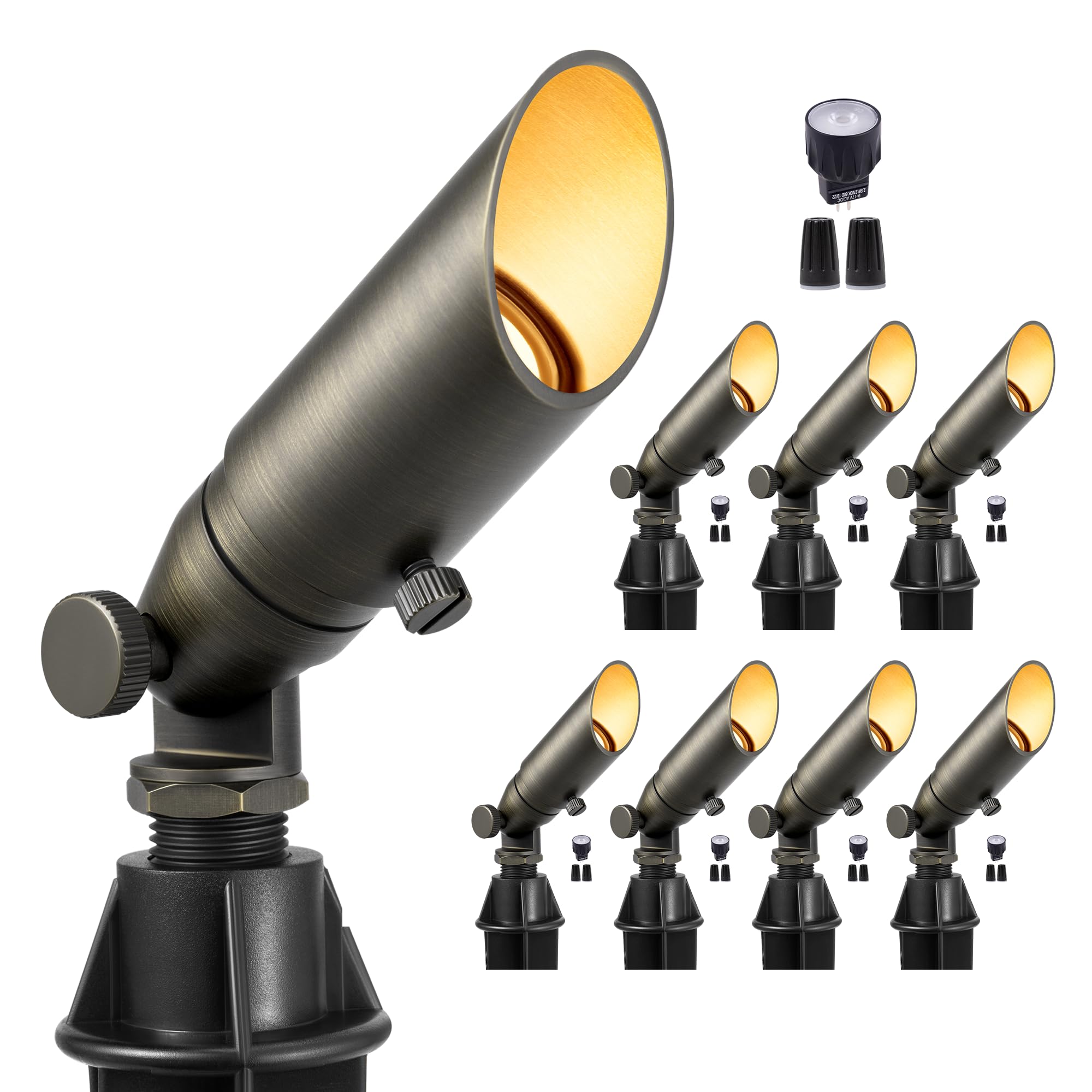 Gardenreet Brass LED Spot Light Low Voltage - Low Wattage Outdoor Landscape Spotlights Hard-Wired, 12V Landscaping Uplights All 