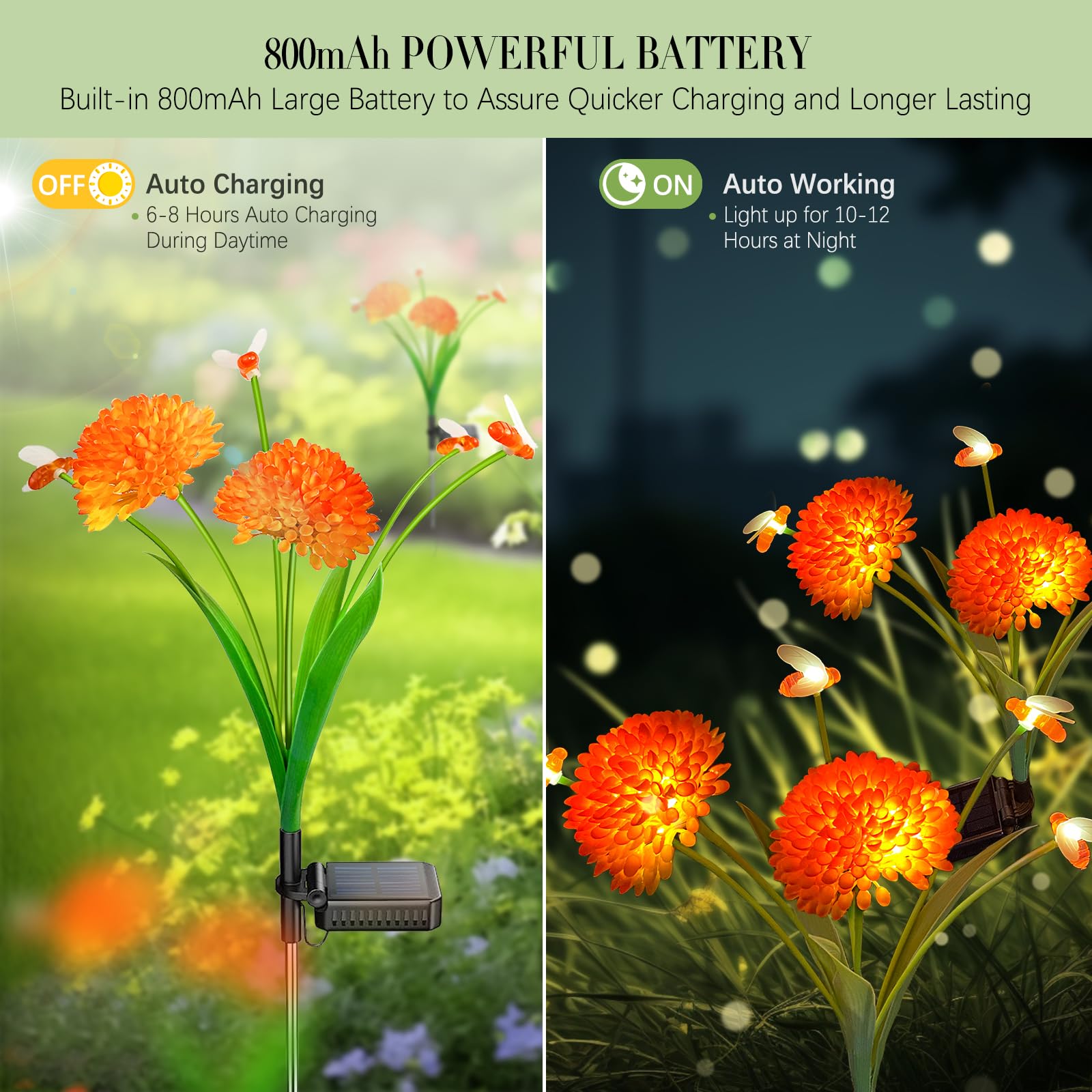 Solar Garden Lights  8 Pack Solar Swaying Bee Lights With Flowers  Waterproof Firefly Light Outdoor For Garden Patio Yard Pathway Fall Decoration  Gifts For Women Mother S Day
