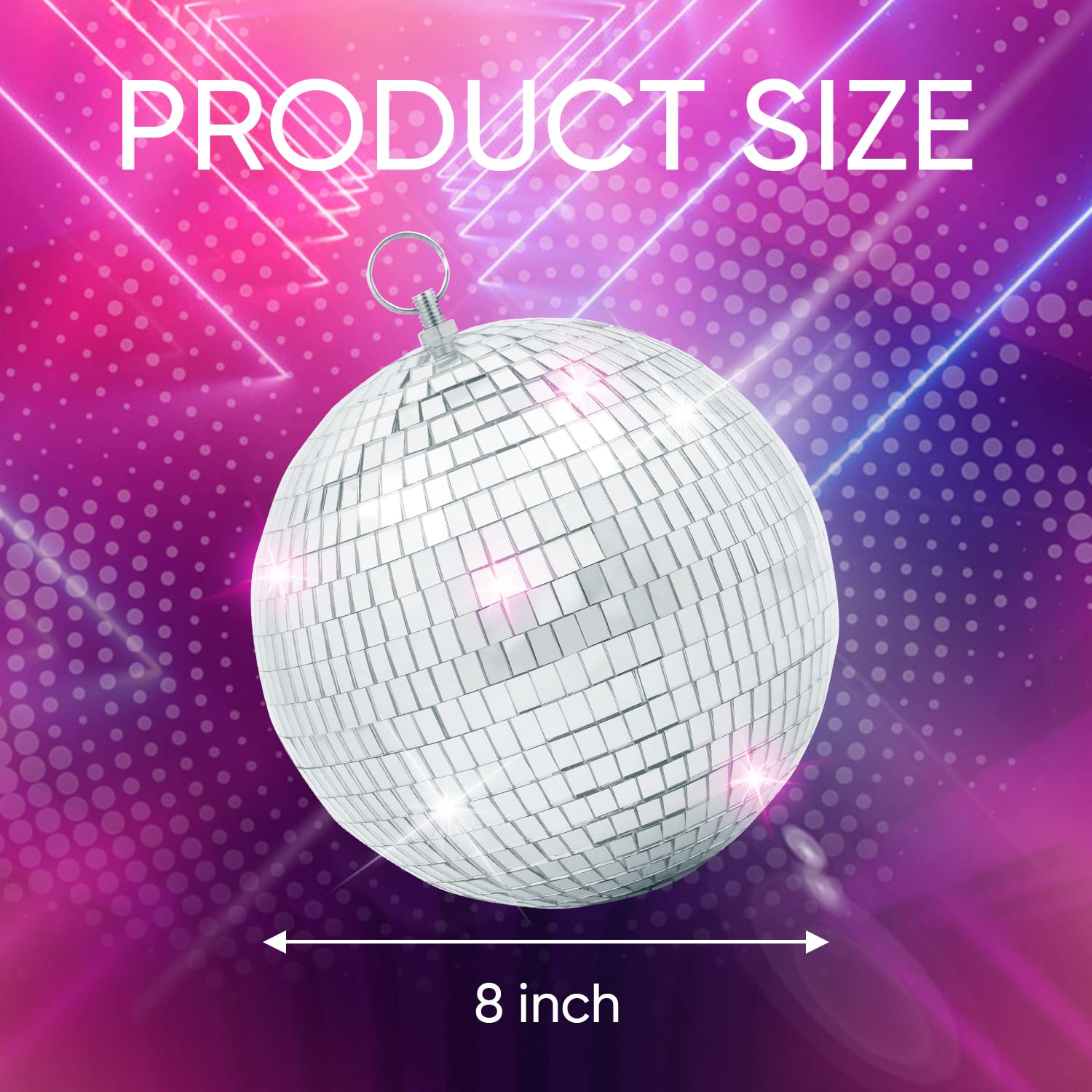 Mirror Disco Ball Decor With Hanging Ring 8'' Large Silver Disco Ball Ornament For Disco Party Decorations,70S Theme Party, Dj,