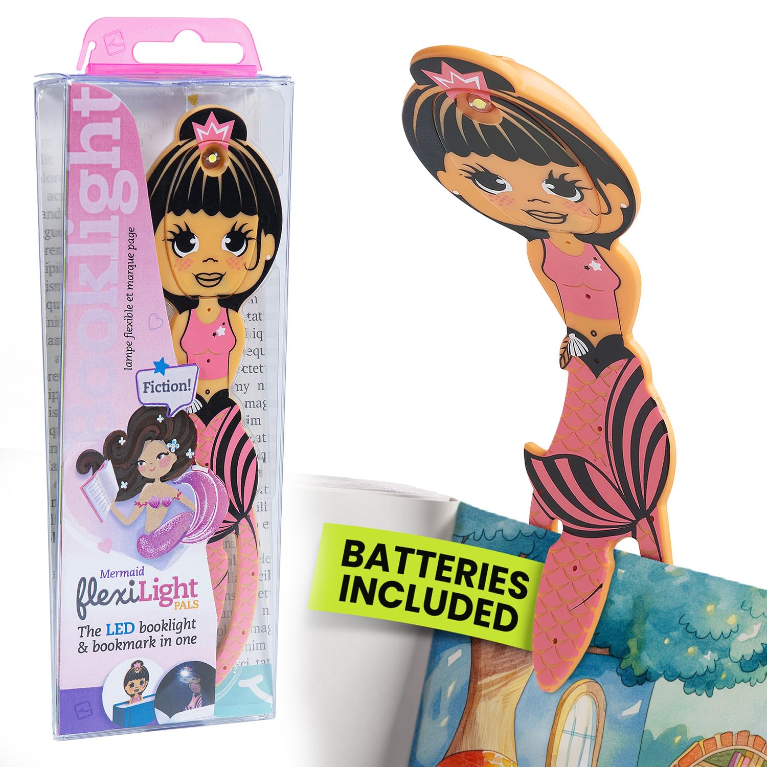 Gifts for Readers & Writers Bookmark Reading Light Mermaid Pink - 2in1 Clip On Bookmark Kids Light for Reading in Bed, Travel Cu