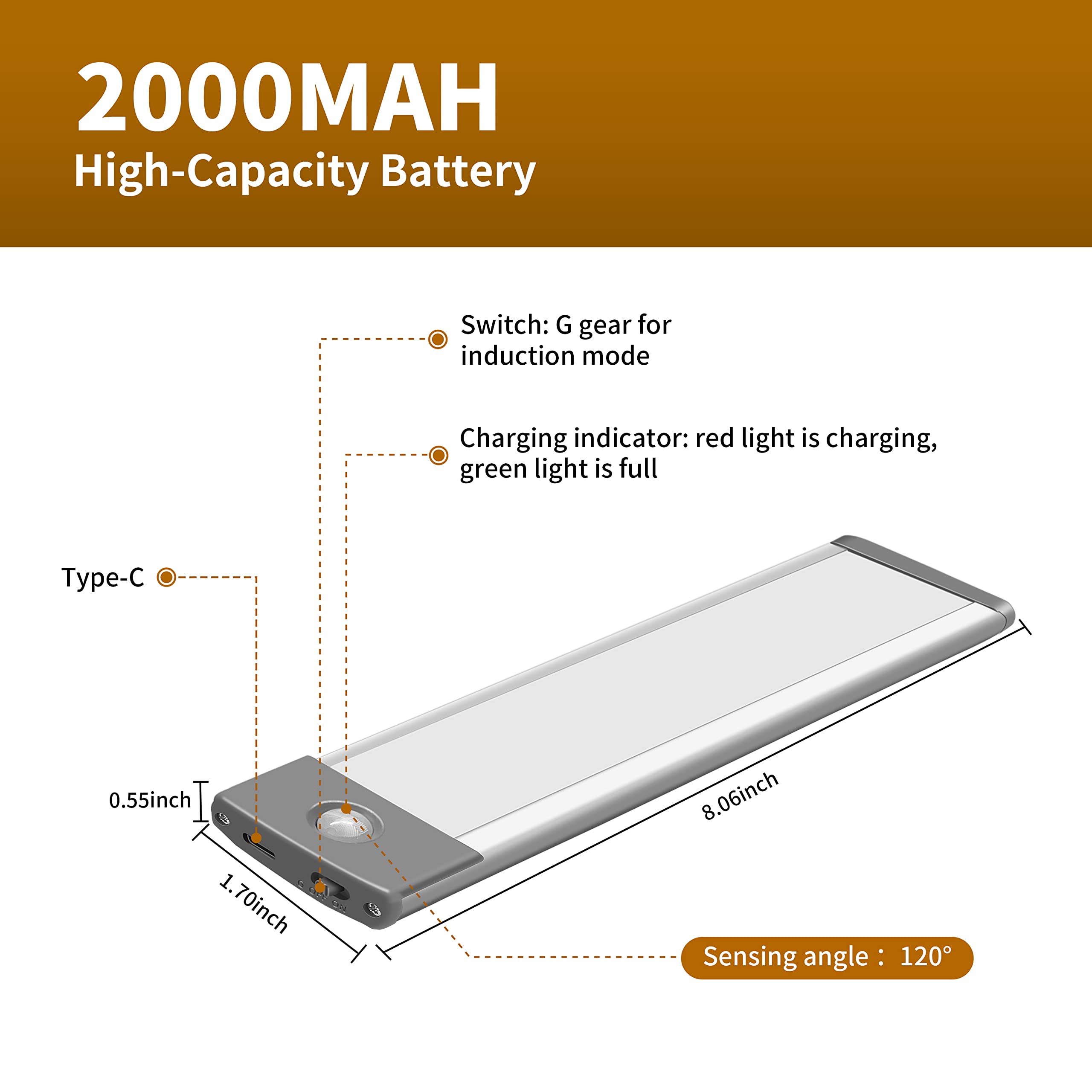 Lepotec 30 Led Under Counter Lighting, Motion Kitchen Cabinet Light, Battery Operated Closet Lights Pantry Light, Rechargeable W