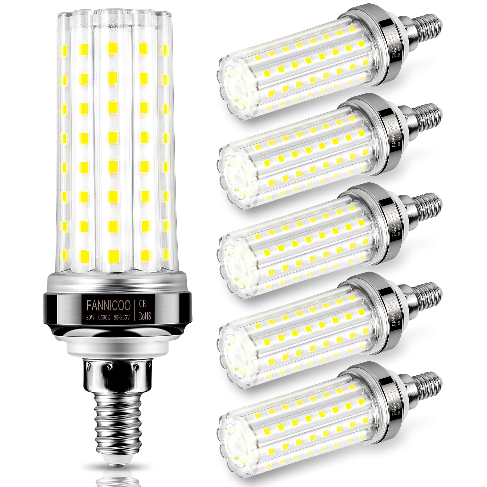 E12 Led Bulb, 20W Led Corn Light Bulb 150W Equivalent 2000Lumen 6500K Cool Daylight White Non-Dimmable Led Candelabra Light Bulb