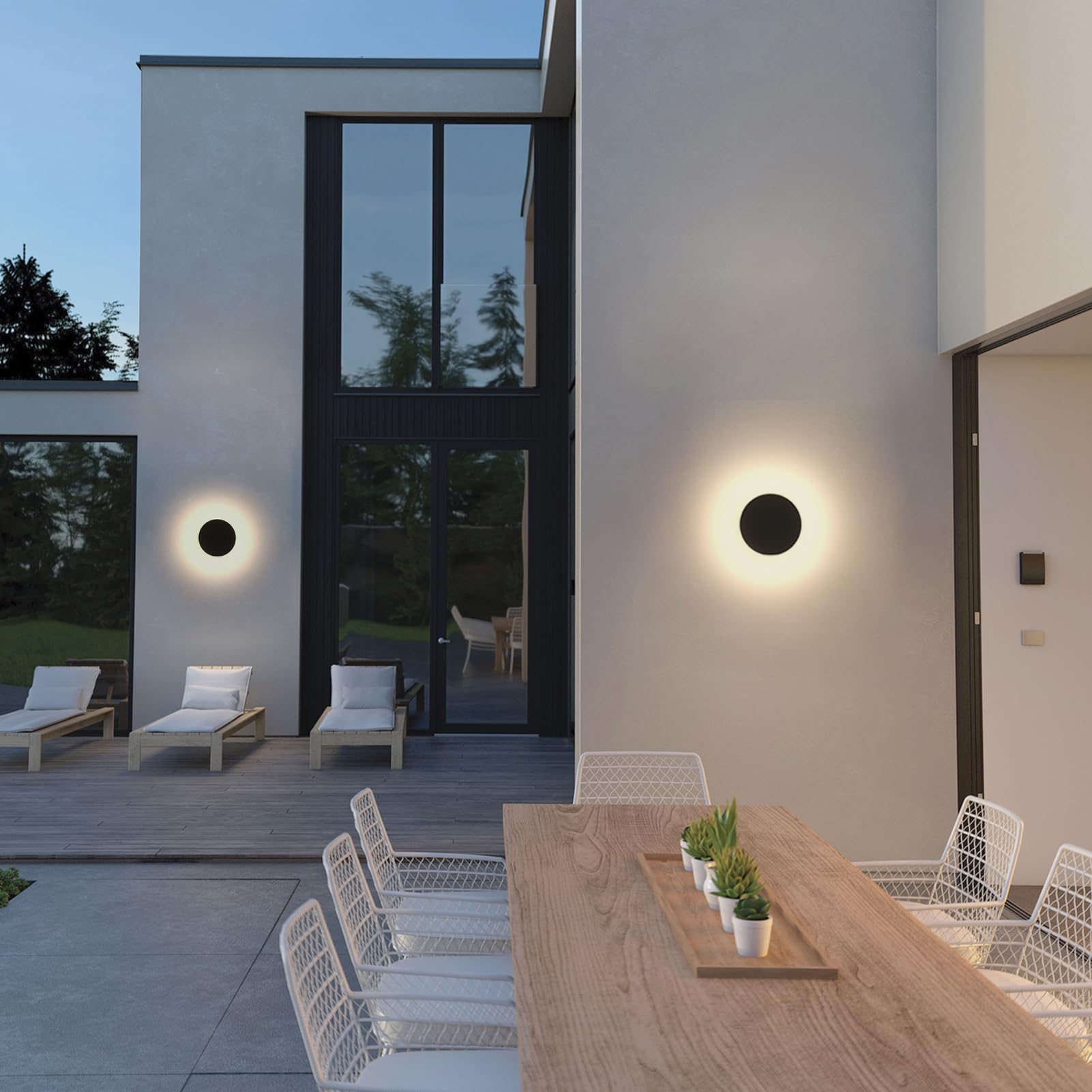 Aoceley LED Wall Light Sconce, Waterproof Black Aluminum, 3000K Warm White, 1-Pack, Round Design