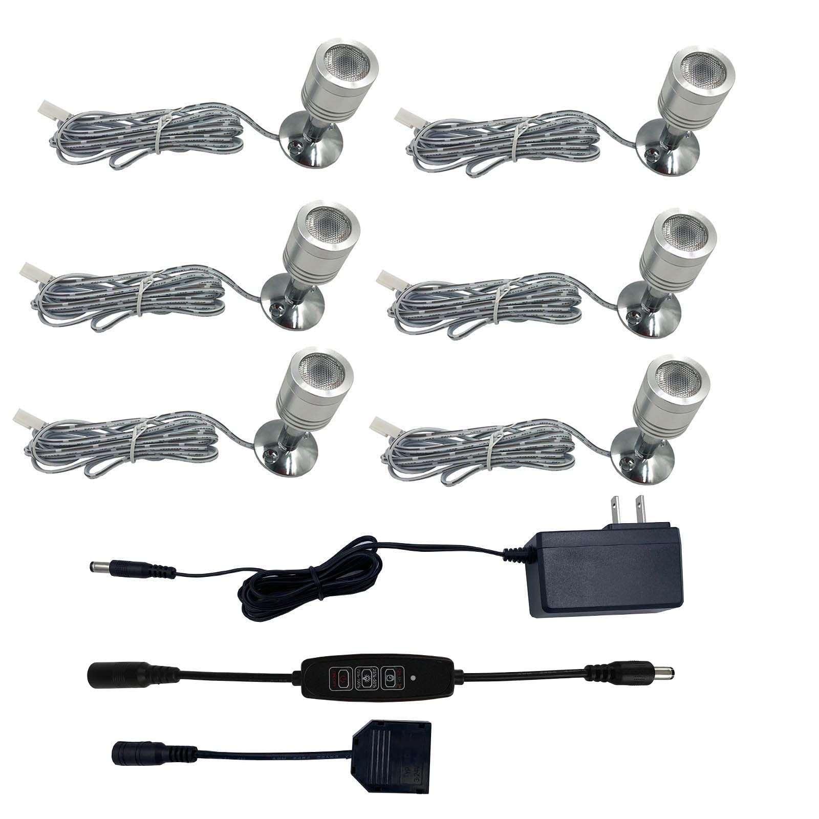 Taysing LED Spot Light 6 Pack Dimming & Timing Soft White Aluminum Accent Lighting for Art, Shelves, and Displays