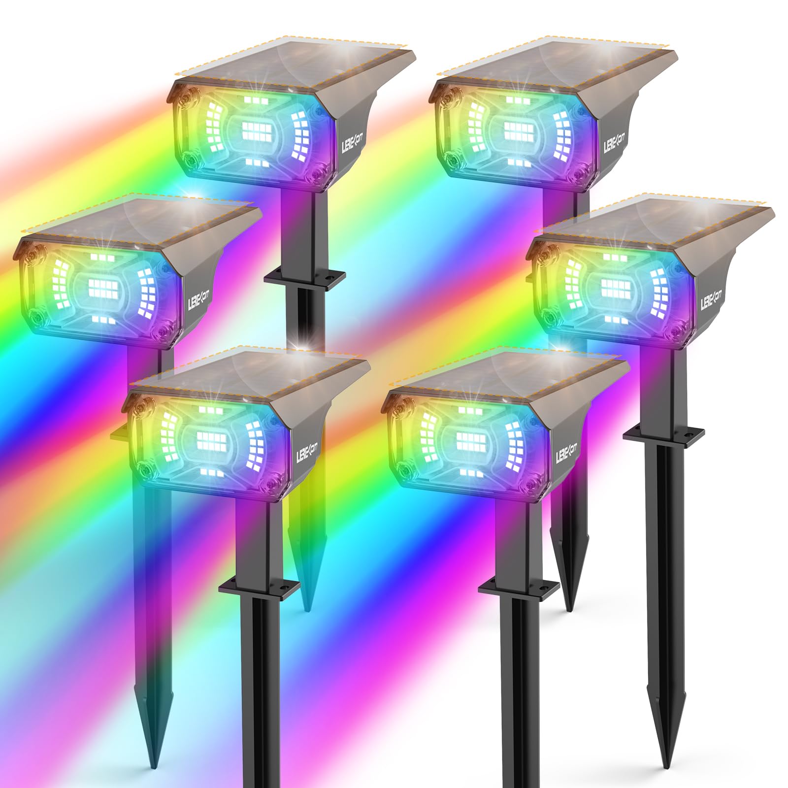 LEREKAM Color Solar Lights Outdoor Waterproof Spotlights with 9 Light Modes, Color Changing Solar Outdoor Lights for Decorate Fe