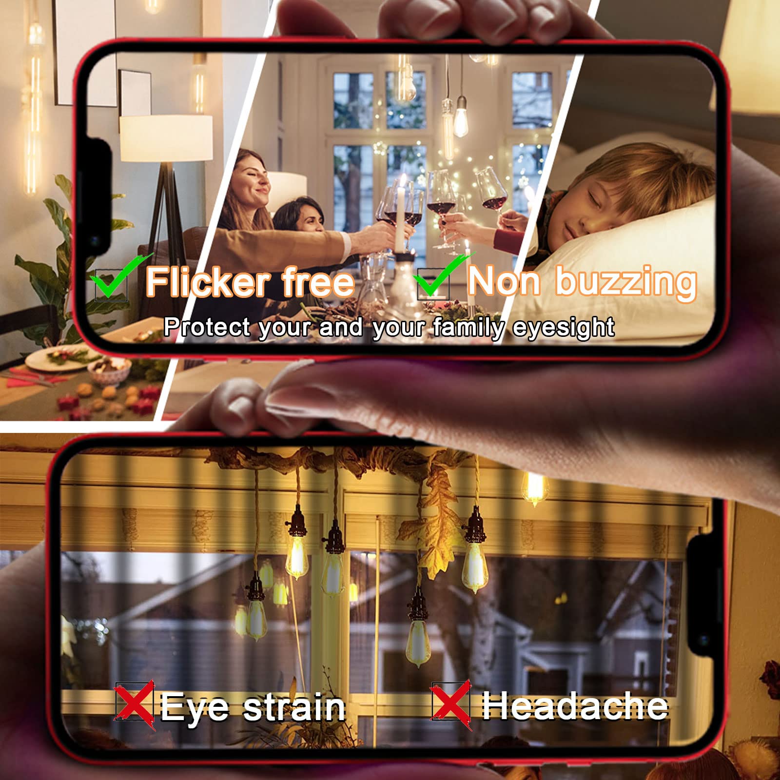 Novelux 7.3&quot; E26 Led Bulb 60W Dimmable 2700K Soft White Edison Bulbs