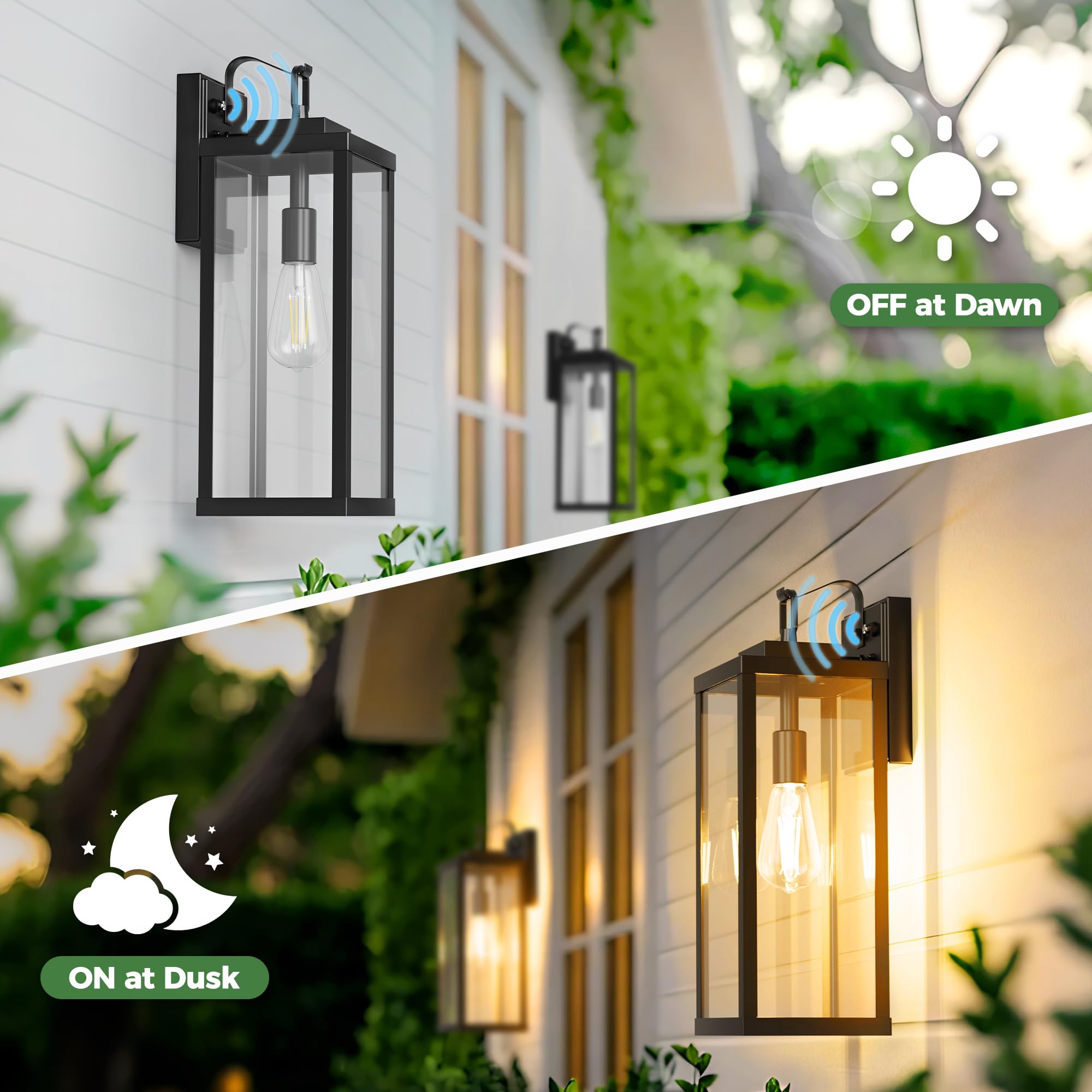 Doresshop 24 Inch Large Size Dusk To Dawn Outdoor Wall Lights, Matte Black Waterproof Anti-Rust Outdoor Light Fixtures Wall Moun