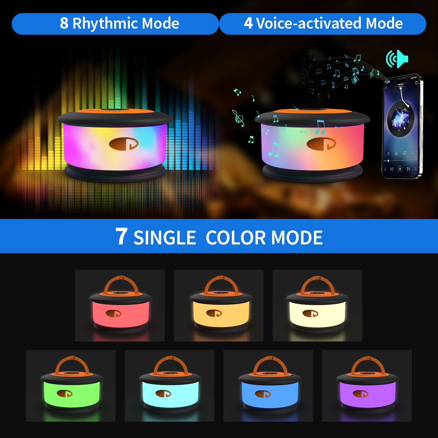 Zocelight 2pcs Camping String Lights, 32.8FT Rechargeable LED, 19 Lighting Modes, Black & Orange, Model L26-B-O-2pcs