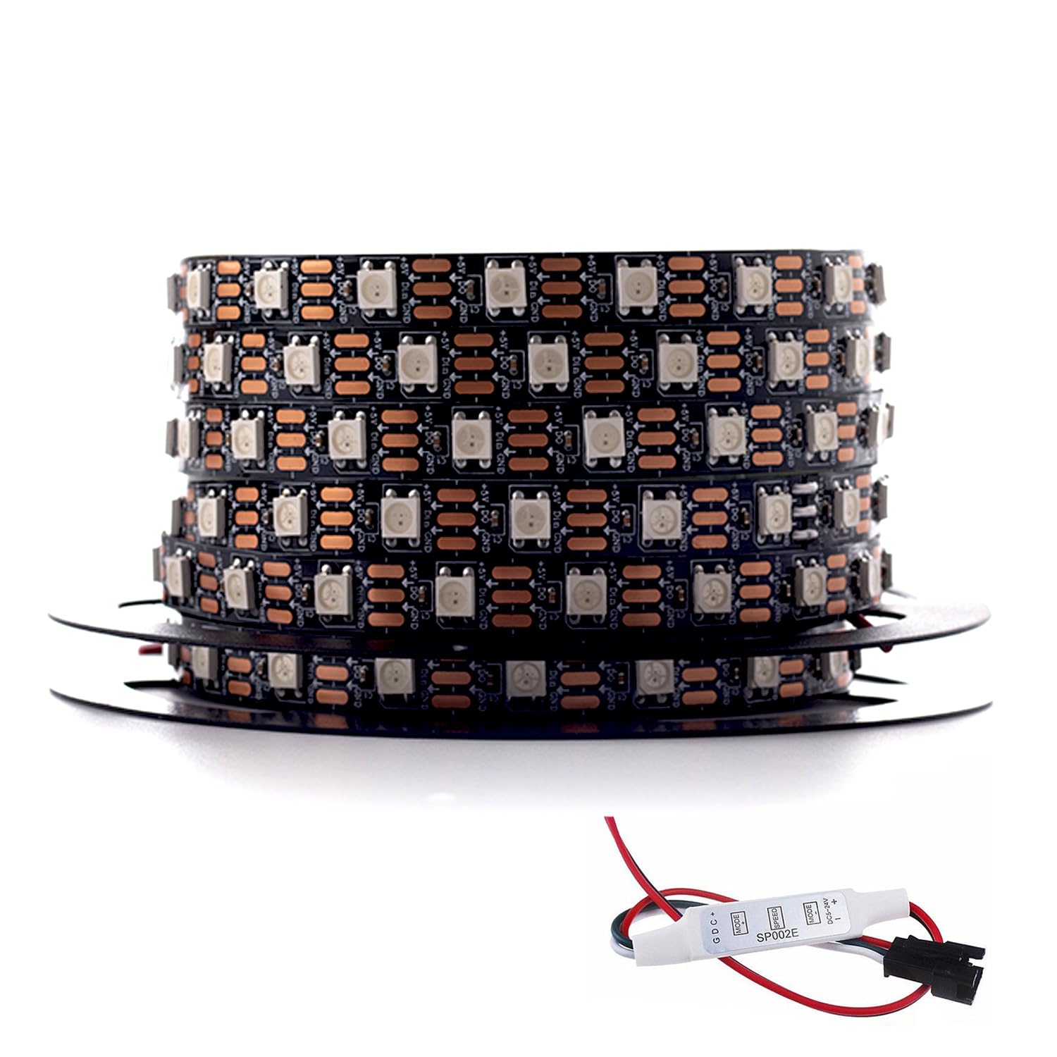 Svfishkk Ws2812B Led Strip Smd 5050 Individual Addressable 60Pixels/M 300Pixels Rgb Pixel Strip Full Color Led Strip Non-Waterproof Dc5V (16.4Ft 300Led Ip30, Black Pcb)